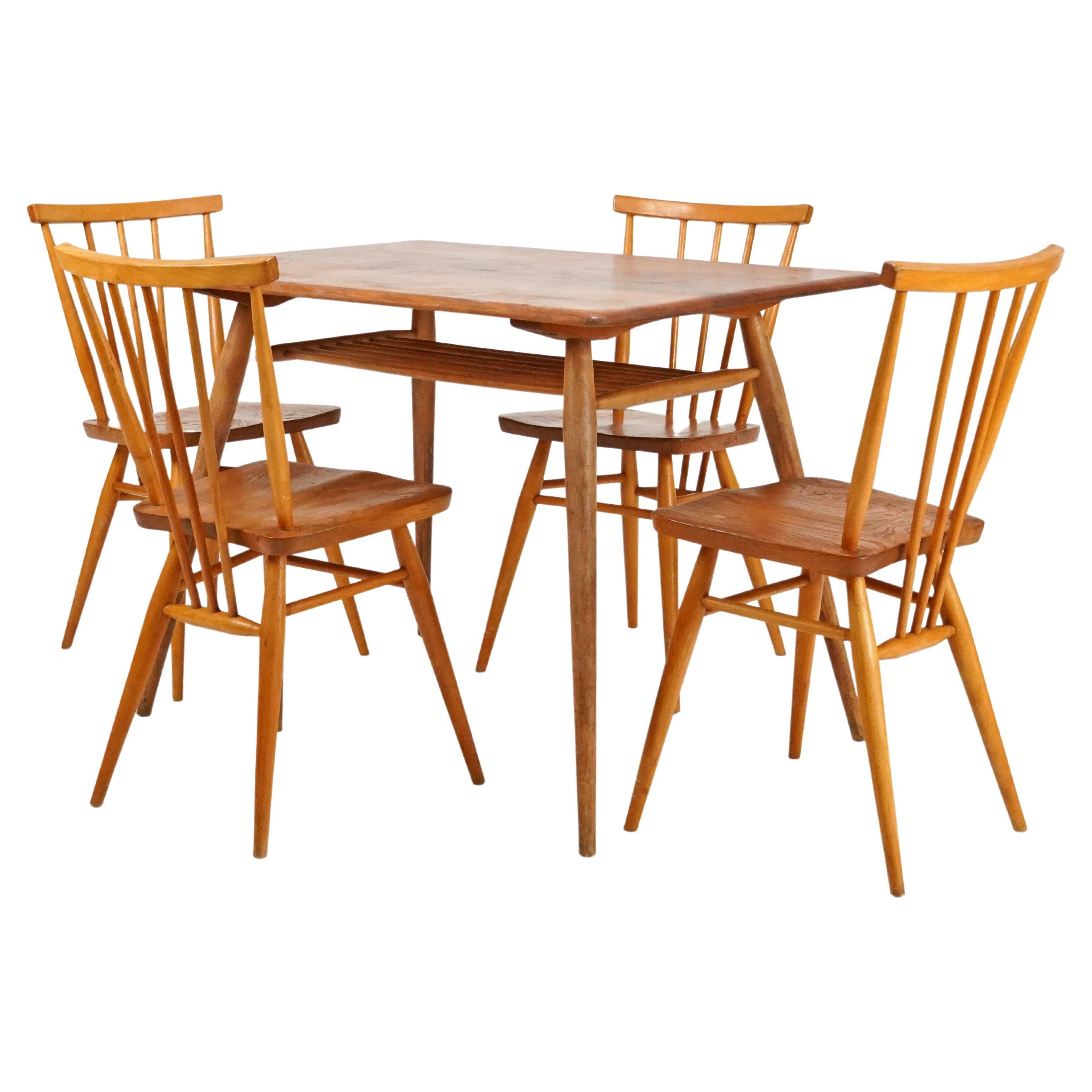 1960s, Ercol Blonde Breakfast Table & Four All Purpose Chair Set