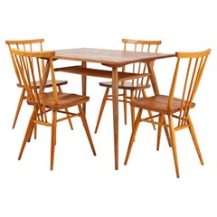 Retro 1960s, Ercol Blonde Breakfast Table & Four All Purpose Chair Set