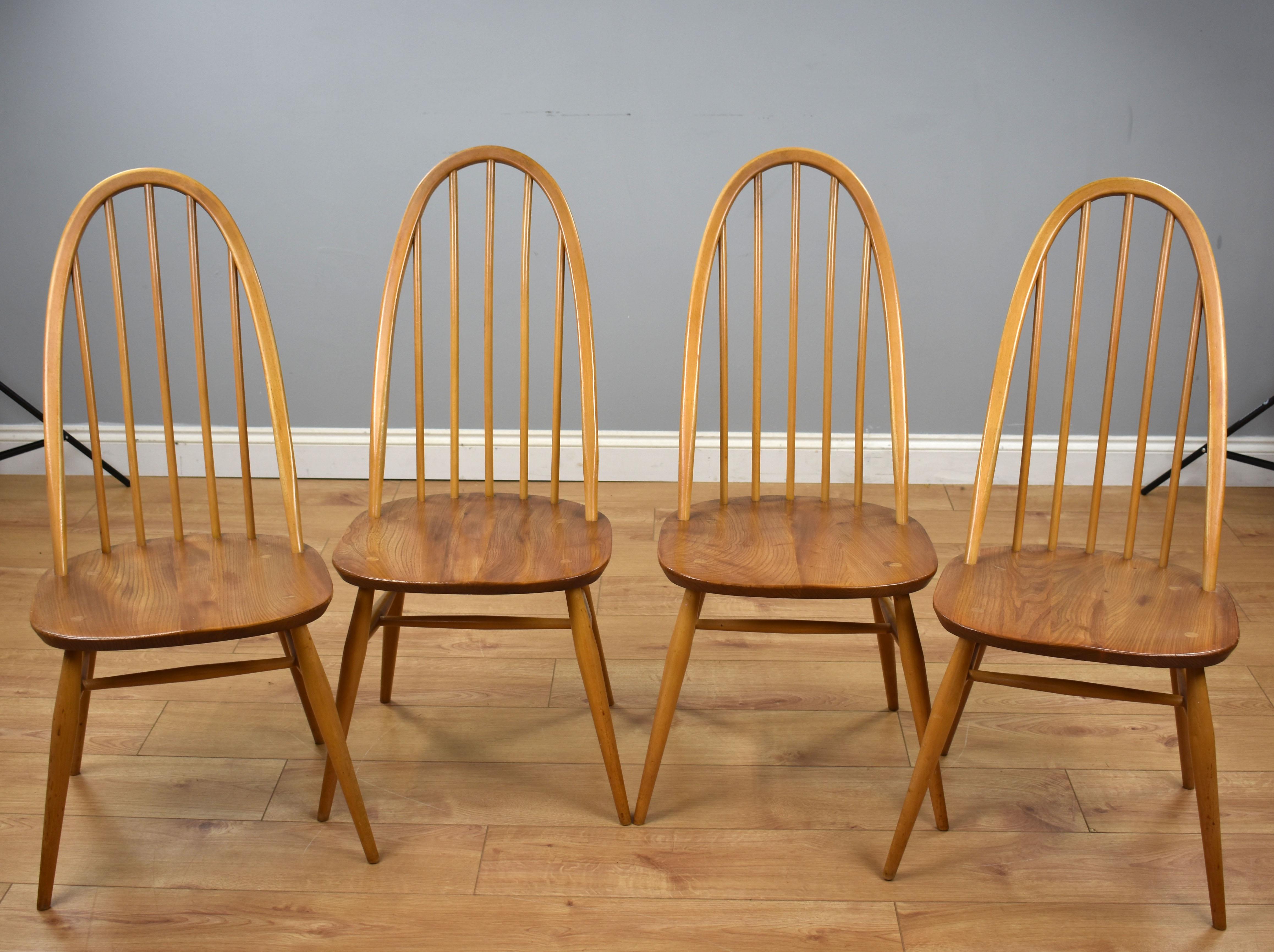 20th Century 1960s Ercol Elm Table and Four Quaker Style Chairs