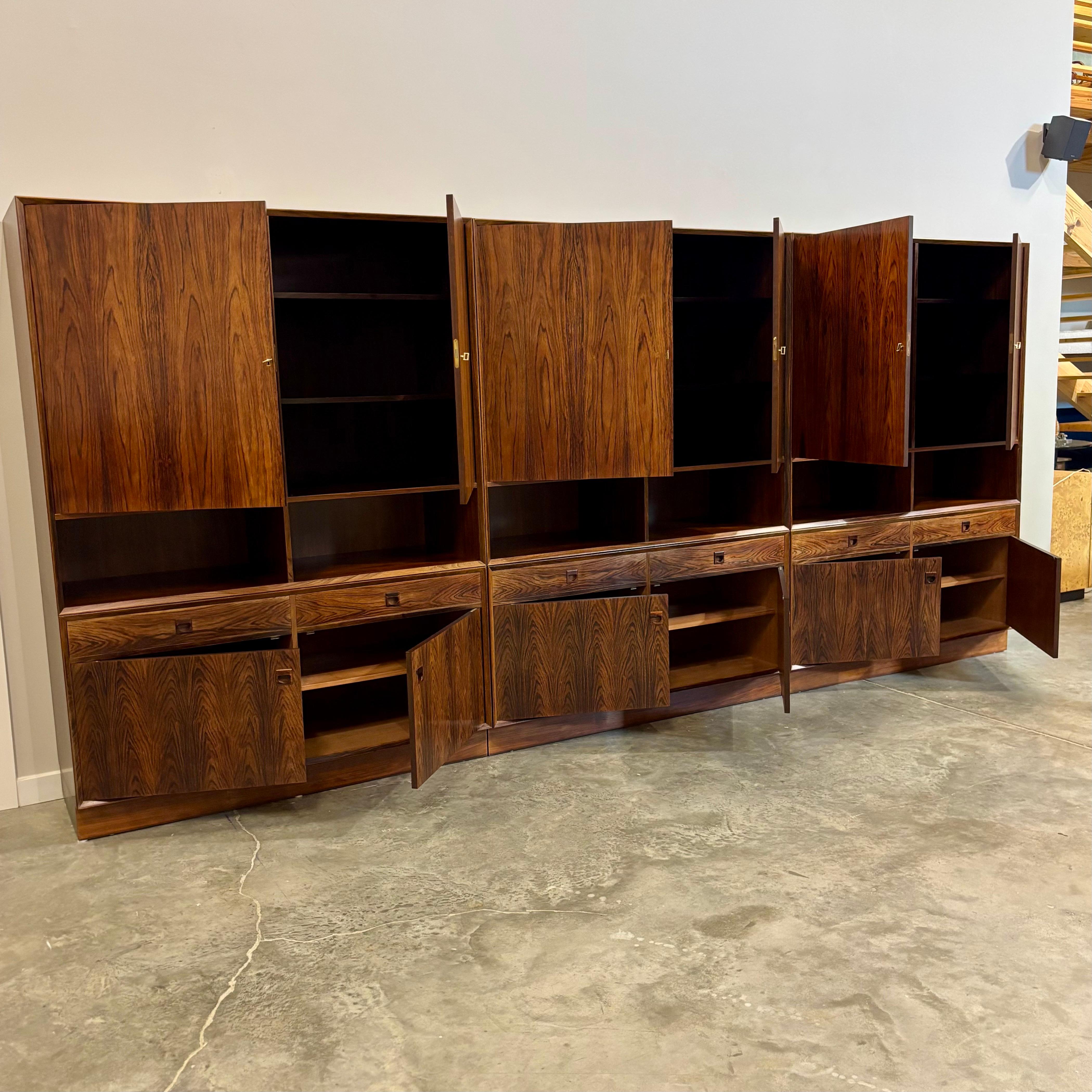 Mid-Century Modern 1960s Erik Brouer Three-Bay Rosewood Cabinet System - Danish Modern, 160