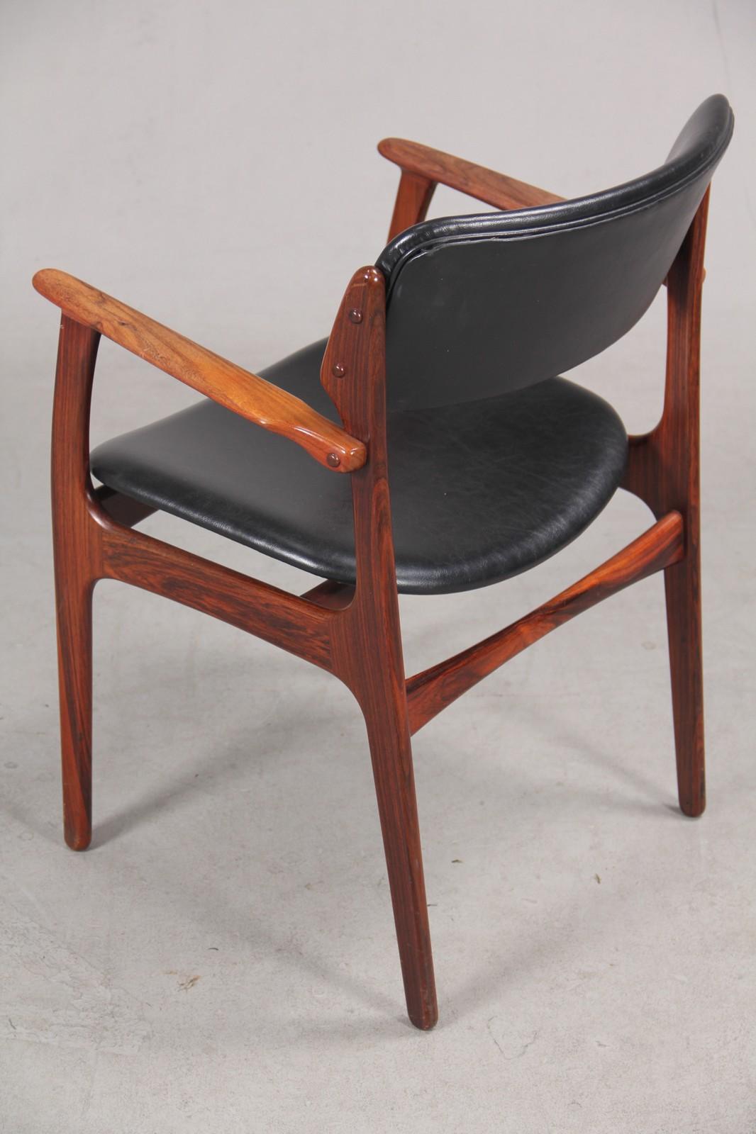 Scandinavian Modern 1960s Erik Buch Fully Restored Armchairs in Rosewood, Inc. Reupholstery For Sale