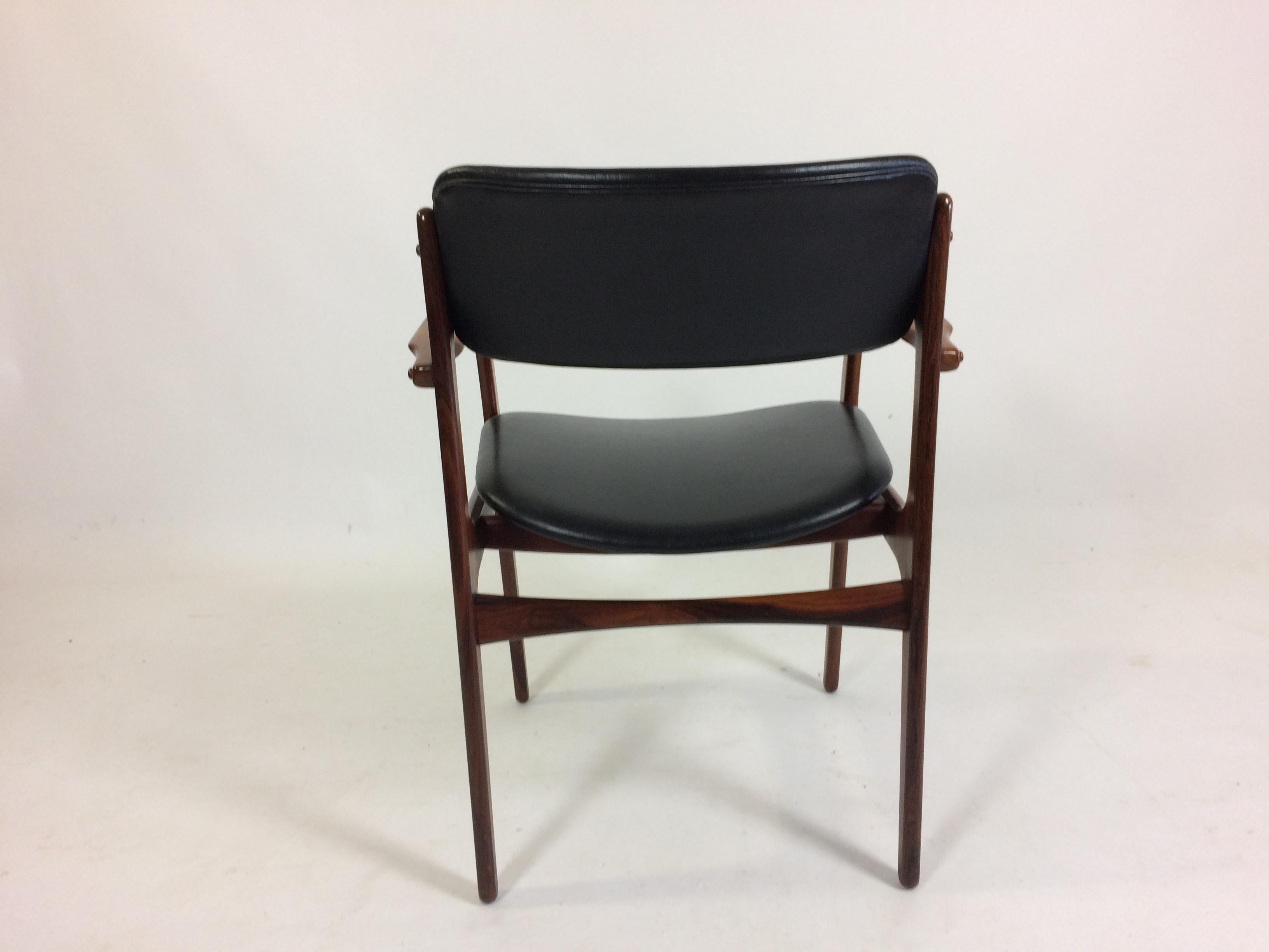 Danish 1960s Erik Buch Fully Restored Armchairs in Rosewood, Inc. Reupholstery For Sale