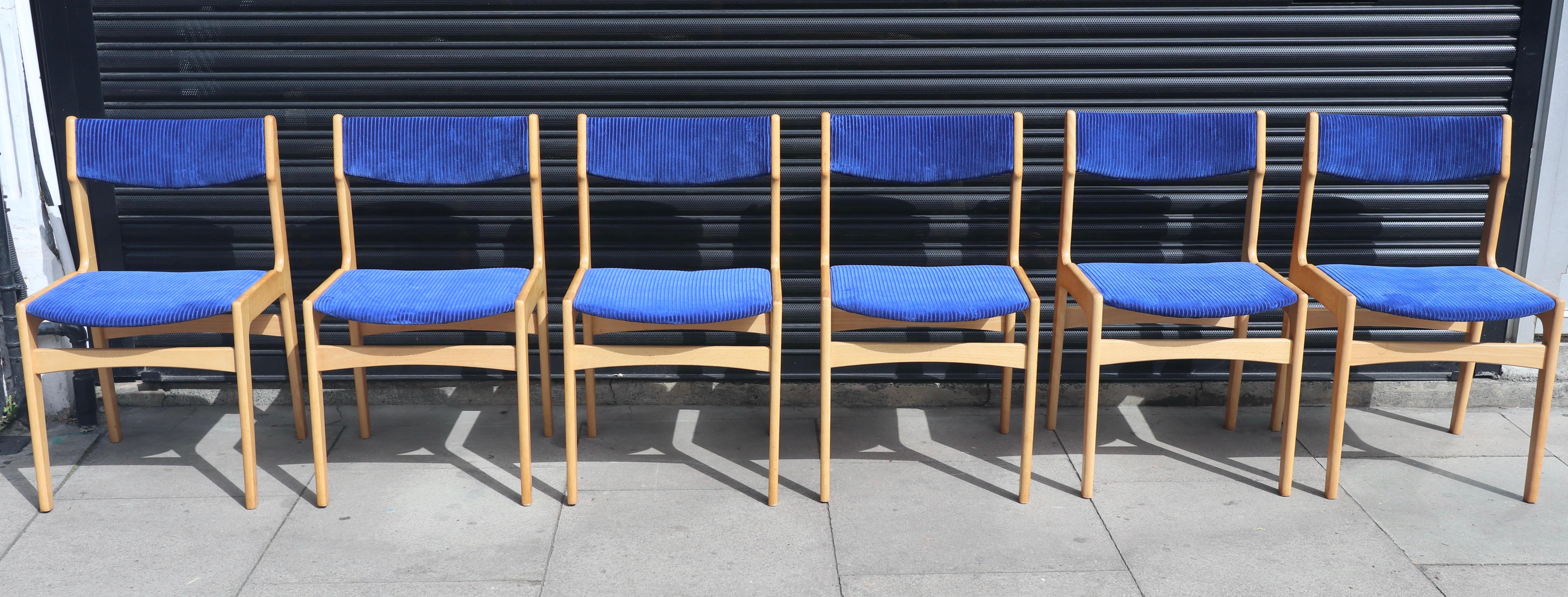1960s Erik Buch Beech framed Danish Dining Chairs  For Sale 7