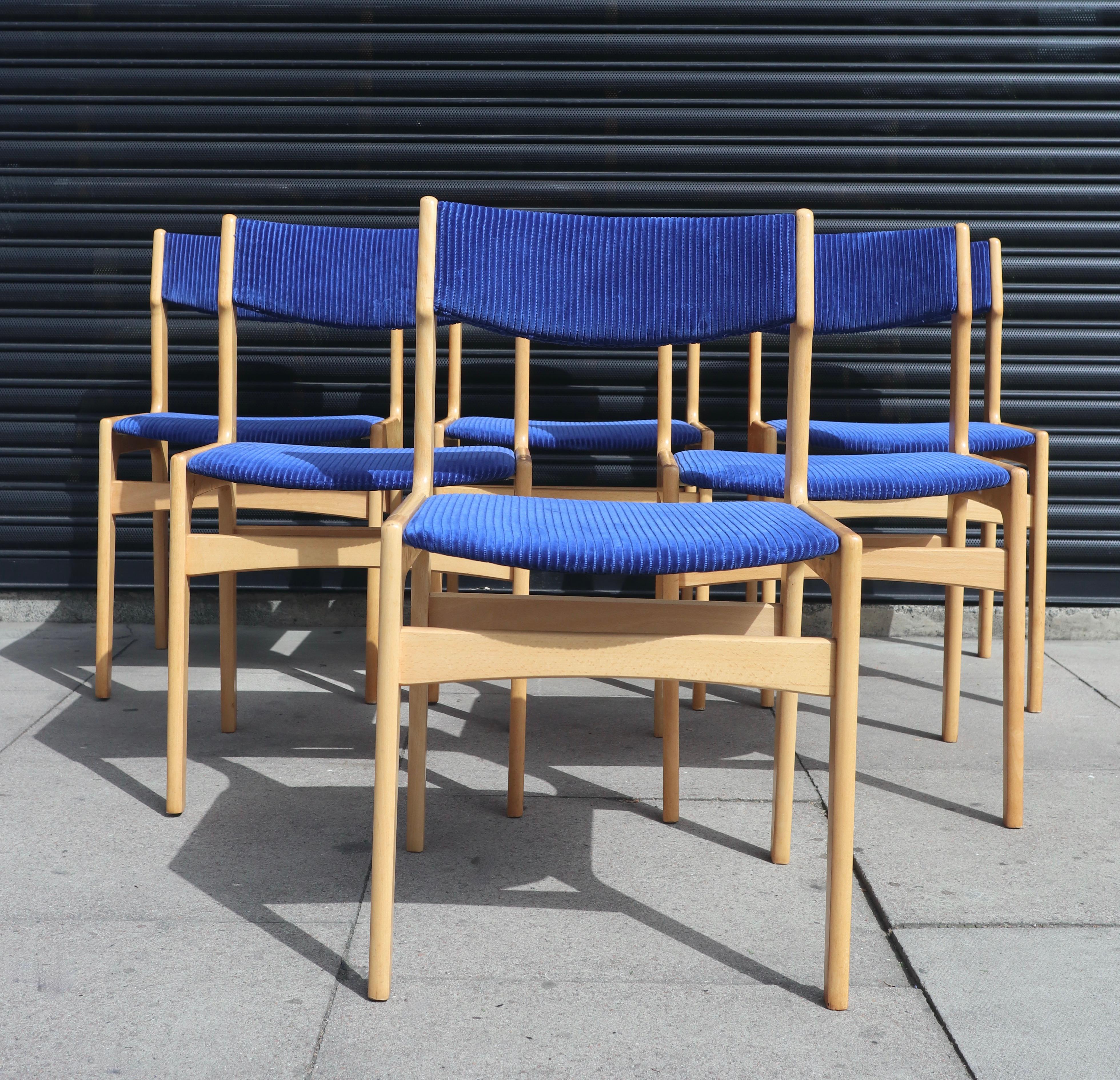 1960s Erik Buch Beech framed Danish Dining Chairs For Sale at 1stDibs