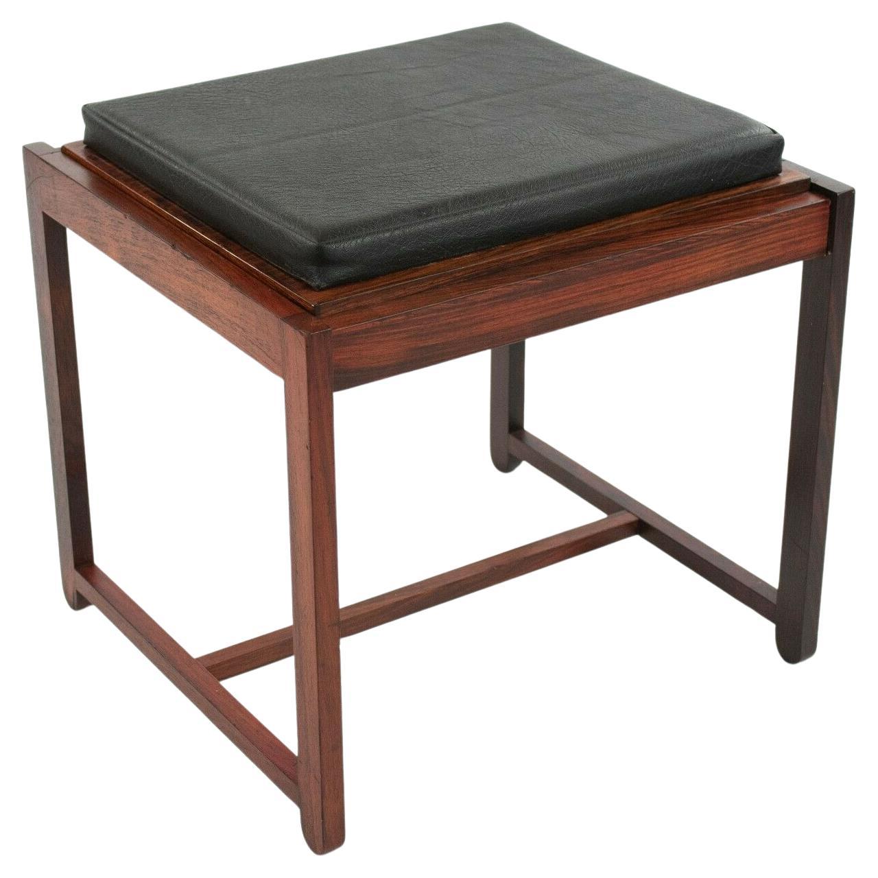 1960s Erik Buch Flip Top Rosewood Stool & Side Table for O.D. Mobler in Denmark For Sale