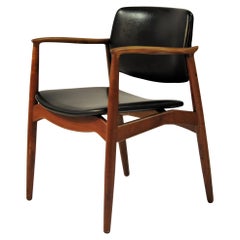 Retro 1960s Erik Buch Model 67 Armchair in Teak and Leather, Orum Mobelfabrik