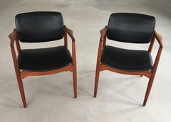 1960s Erik Buch Set of Two Fully restored Captains Chair, Custom Upholstery