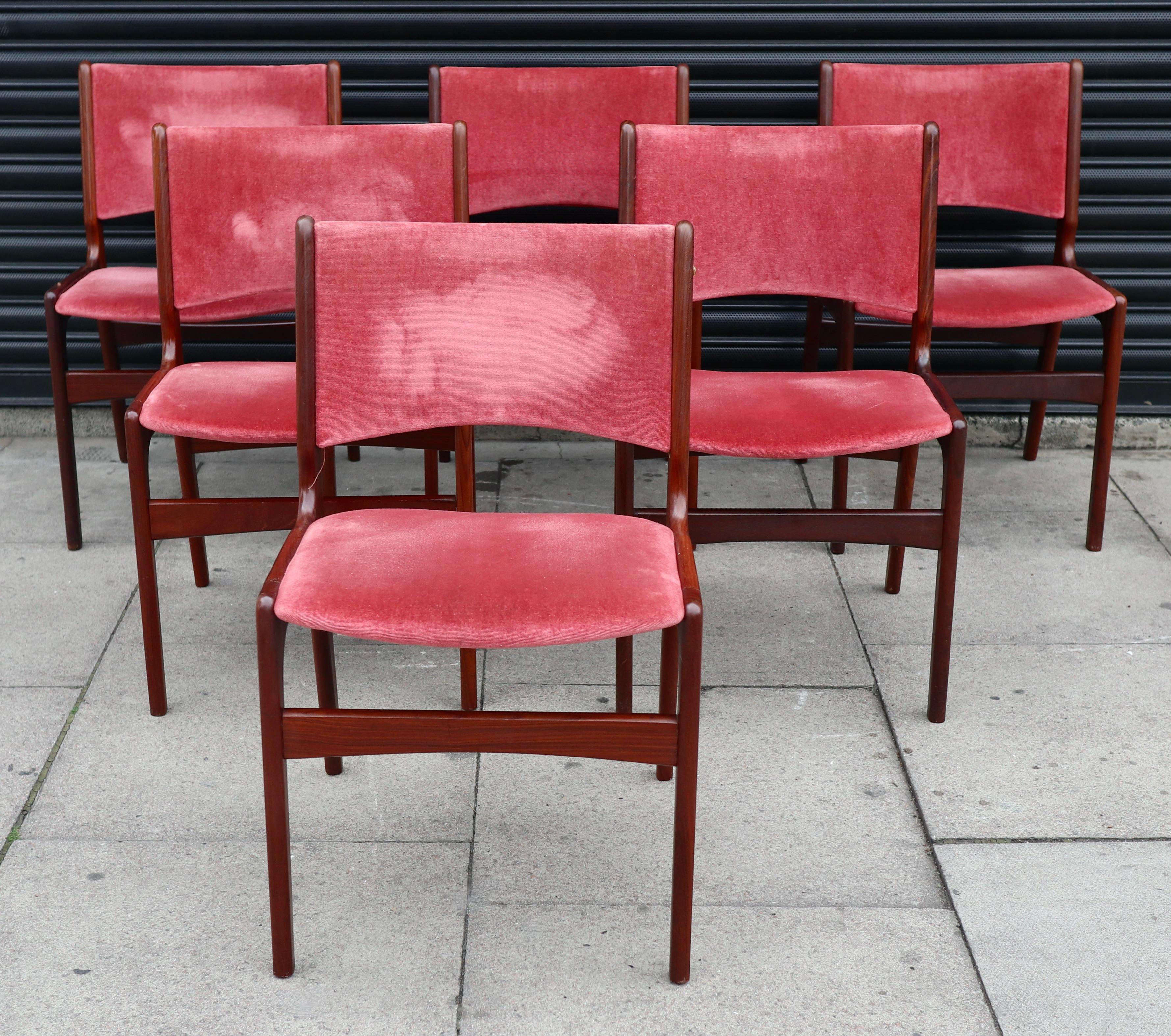 Danois Six chaises de salle à manger danoises Erik Buch « Modèle 89 » des années 1960  en vente