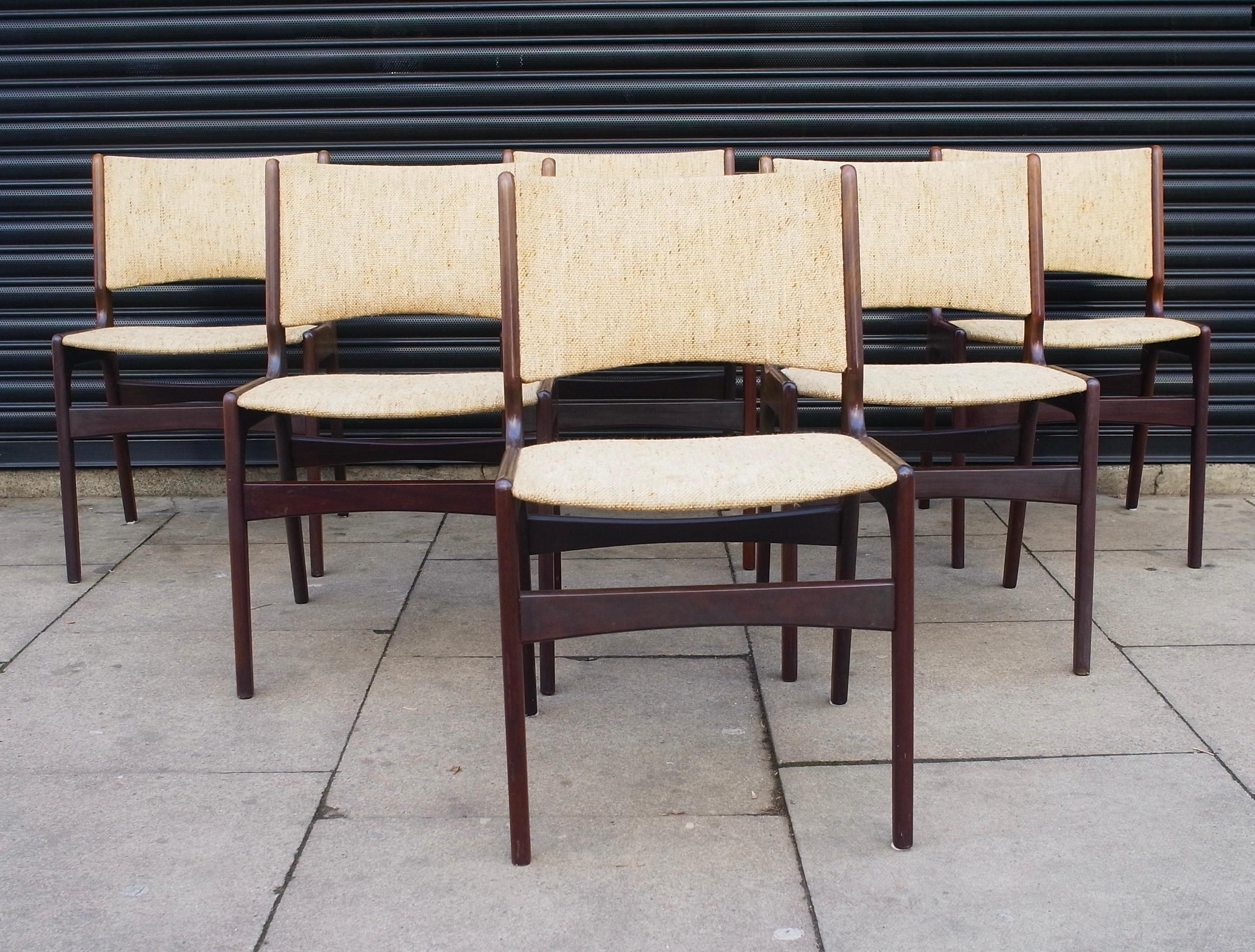 Mid-Century Modern 1960s Erik Buch 'Model 89' Teak Danish Dining Chairs 