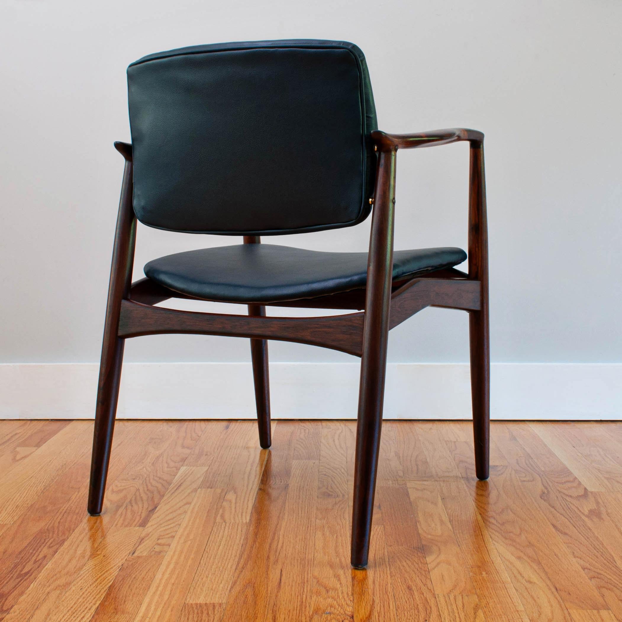 Mid-20th Century 1960s Erik Buch Pair of Model 67 Captain’s Chair in Brazilian Rosewood