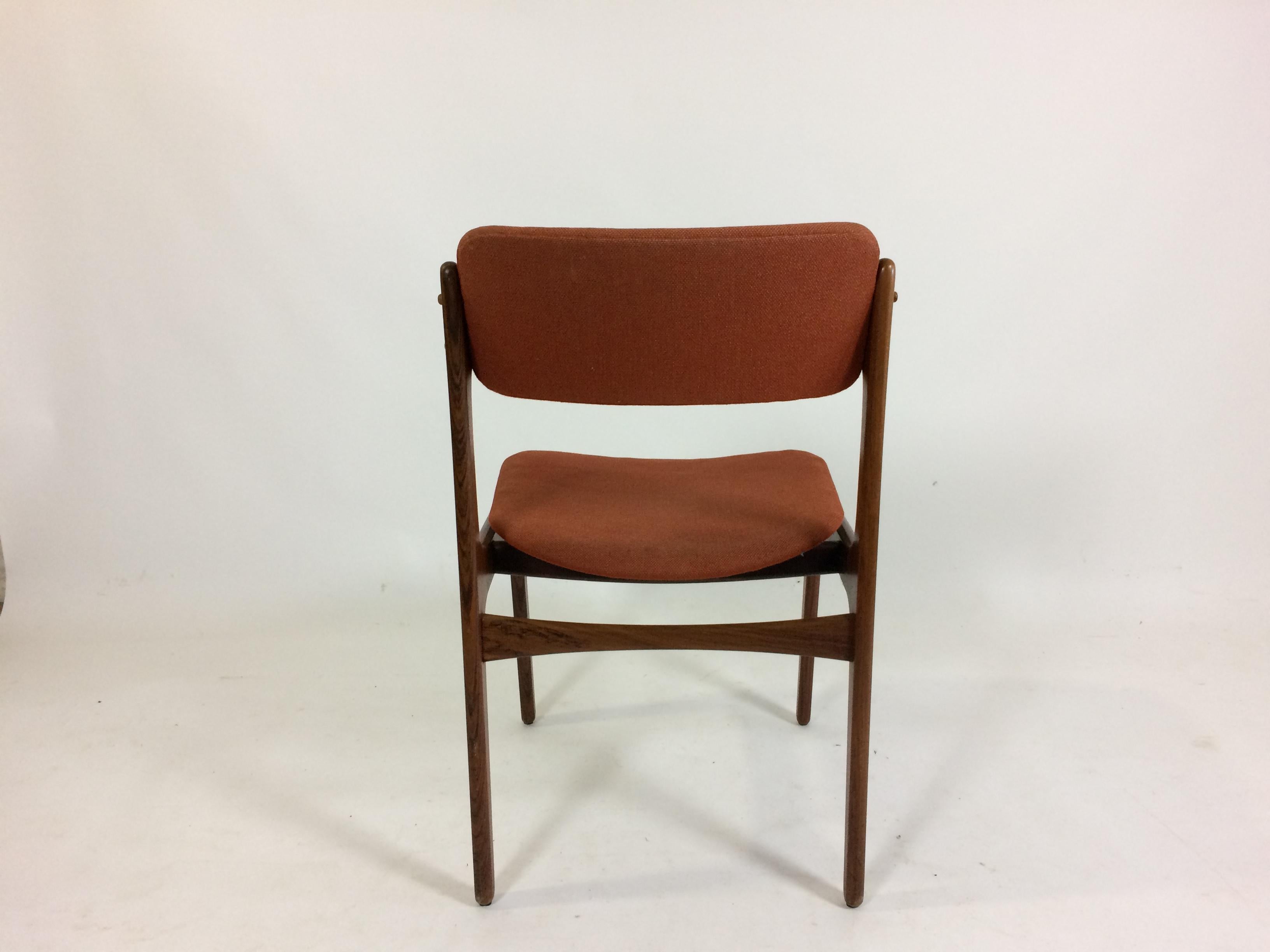 1960s Erik Buch Set of 12 Rosewood Dining Chairs, Inc. Re-Upholstery In Good Condition In Knebel, DK