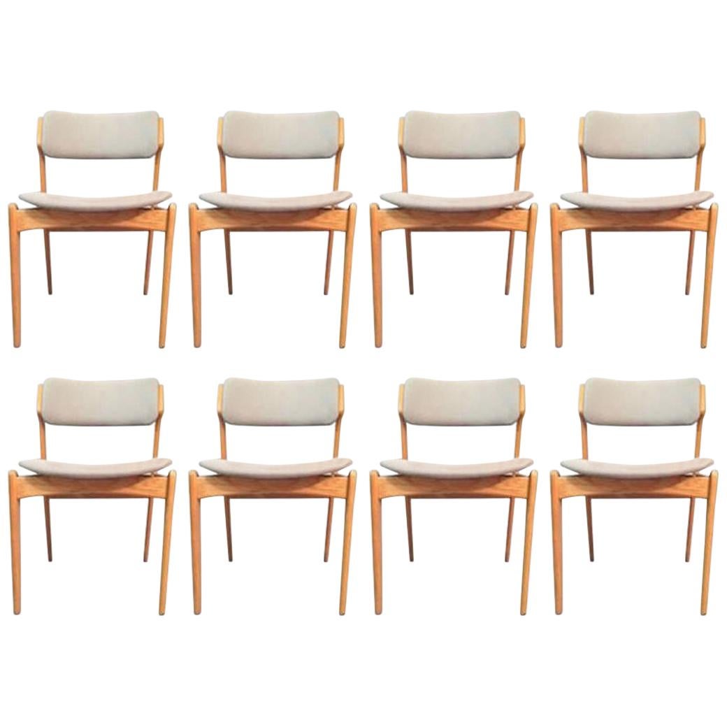 1960s Erik Buch Set of Eight Oak Dining Chairs:: Inc. Reupholstery