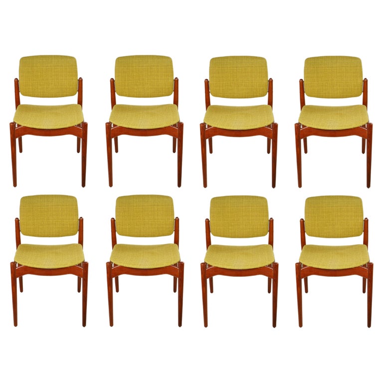1960s Erik Buch Set of Eight Teak Dining Chairs, Custom Reupholstery Included For Sale