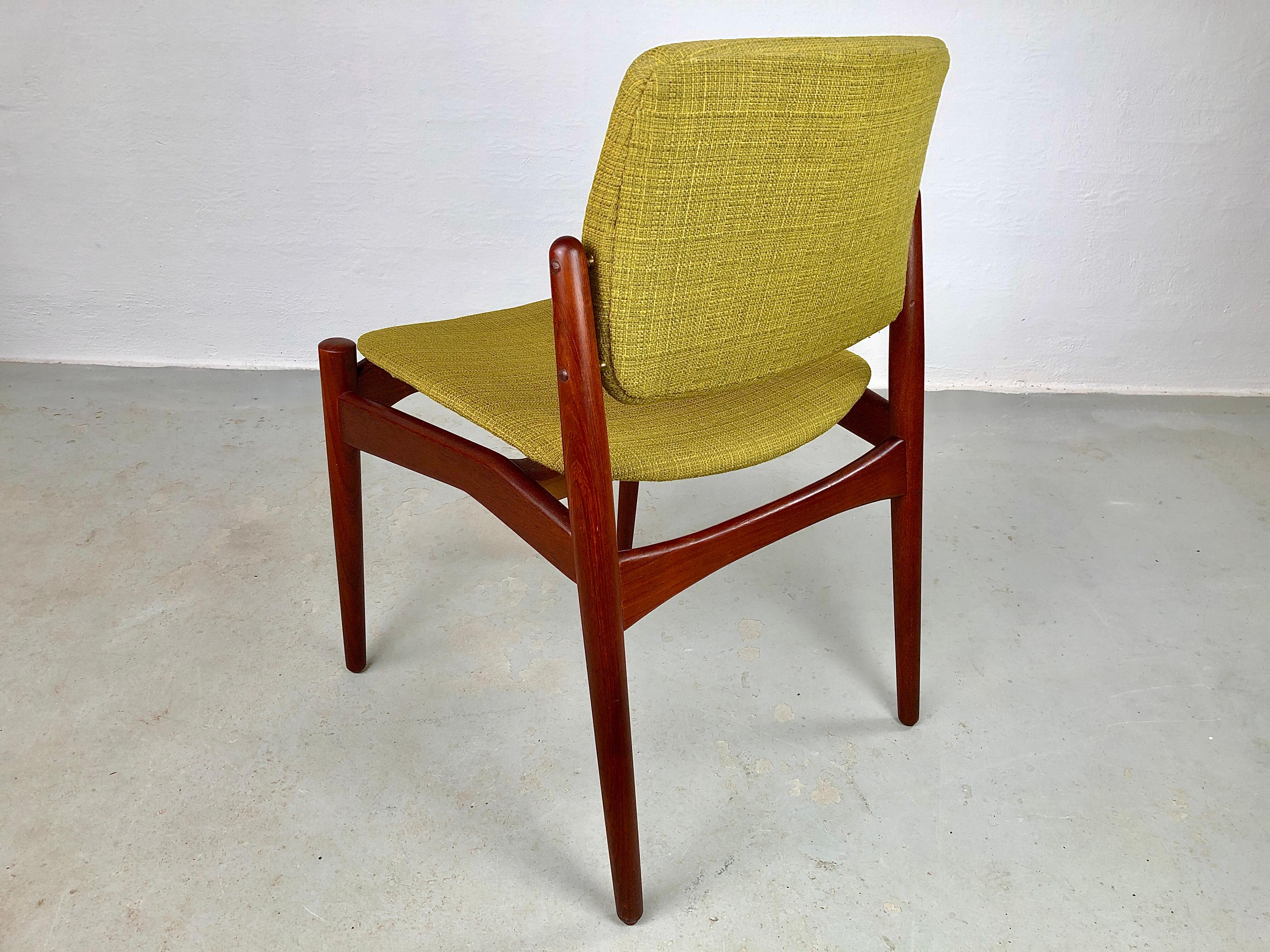 Mid-20th Century 1960s Erik Buch Set of Four Fully Restored Teak Dining Chairs, Custom Upholstery For Sale