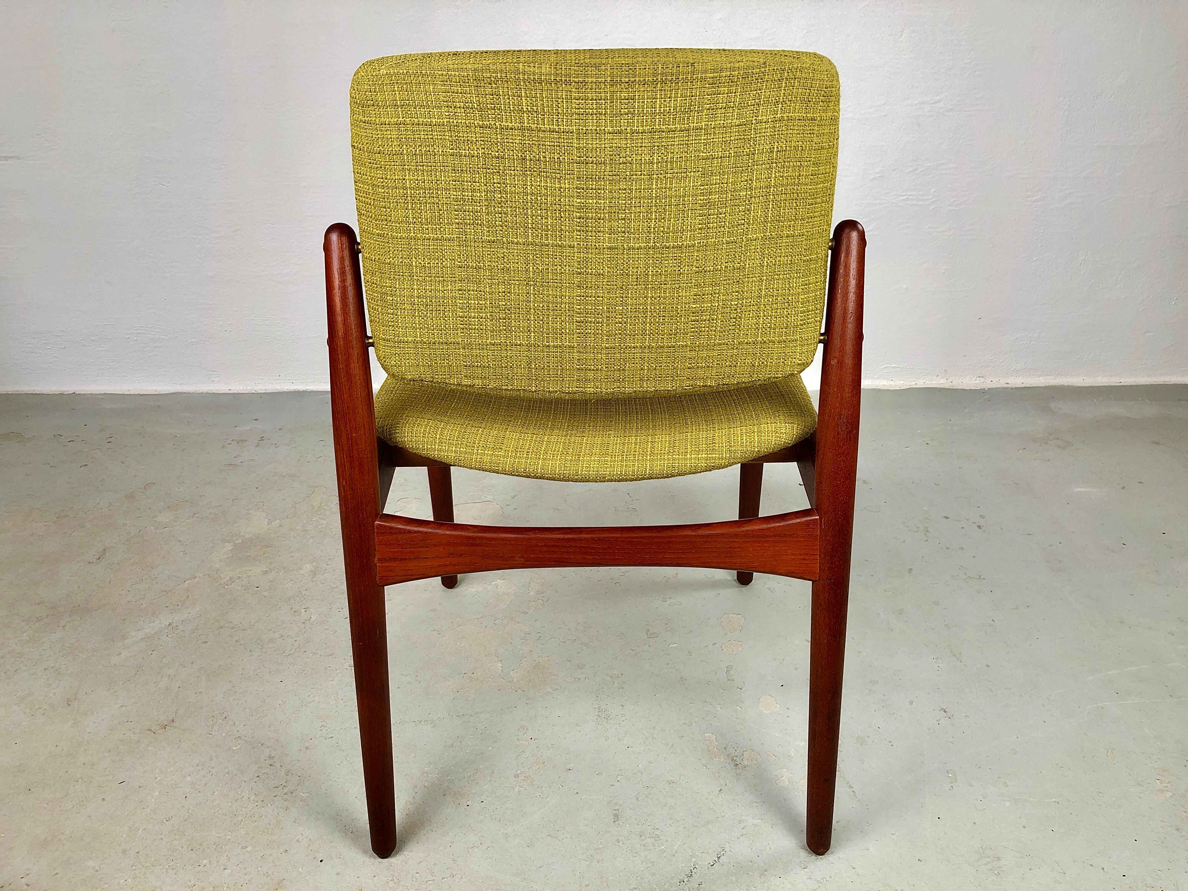 1960s Erik Buch Set of Four Fully Restored Teak Dining Chairs, Custom Upholstery For Sale 1
