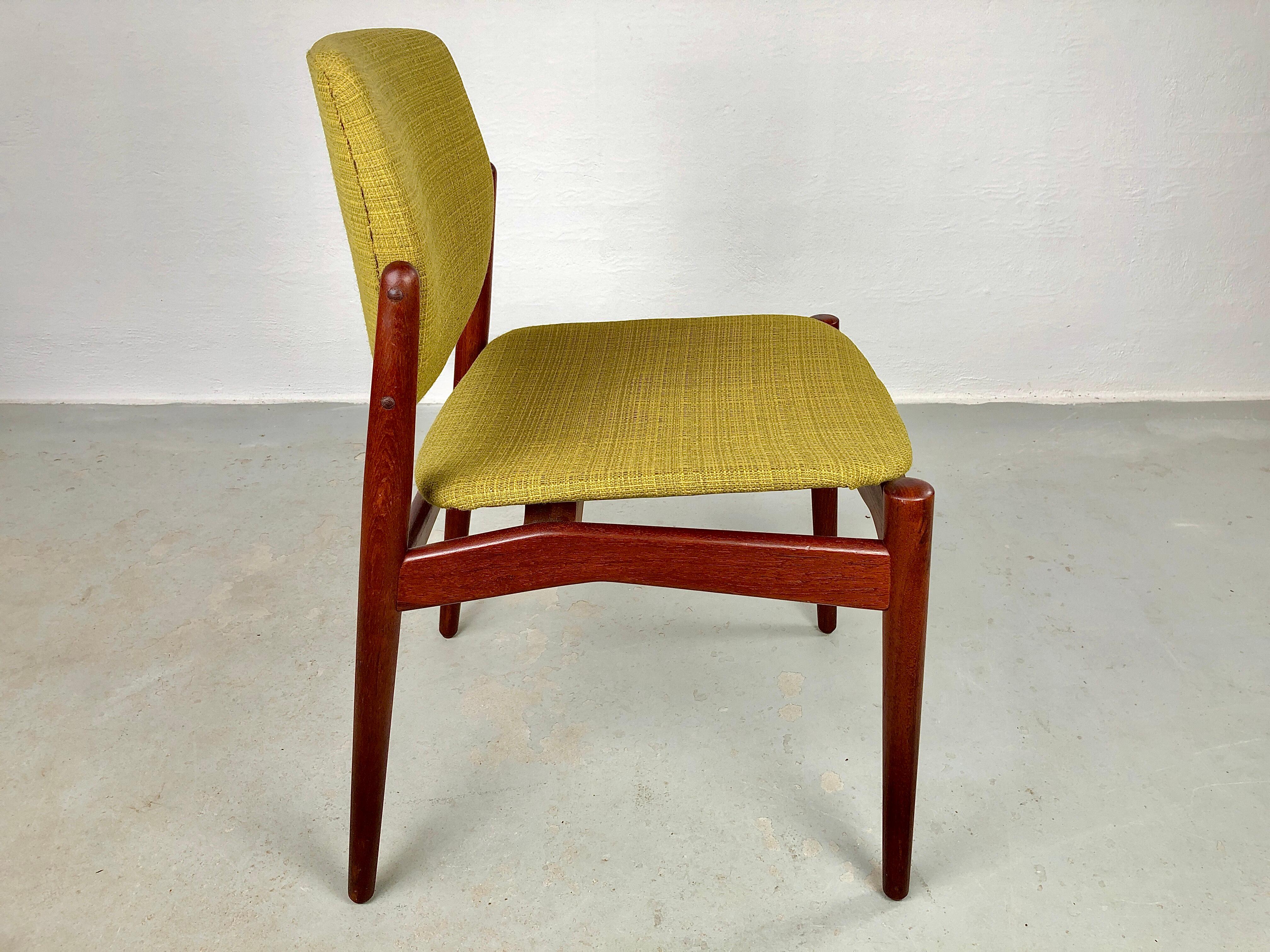 1960s Erik Buch Set of Four Fully Restored Teak Dining Chairs, Custom Upholstery For Sale 3