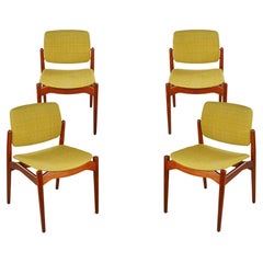 Vintage 1960s Erik Buch Set of Four Fully Restored Teak Dining Chairs, Custom Upholstery