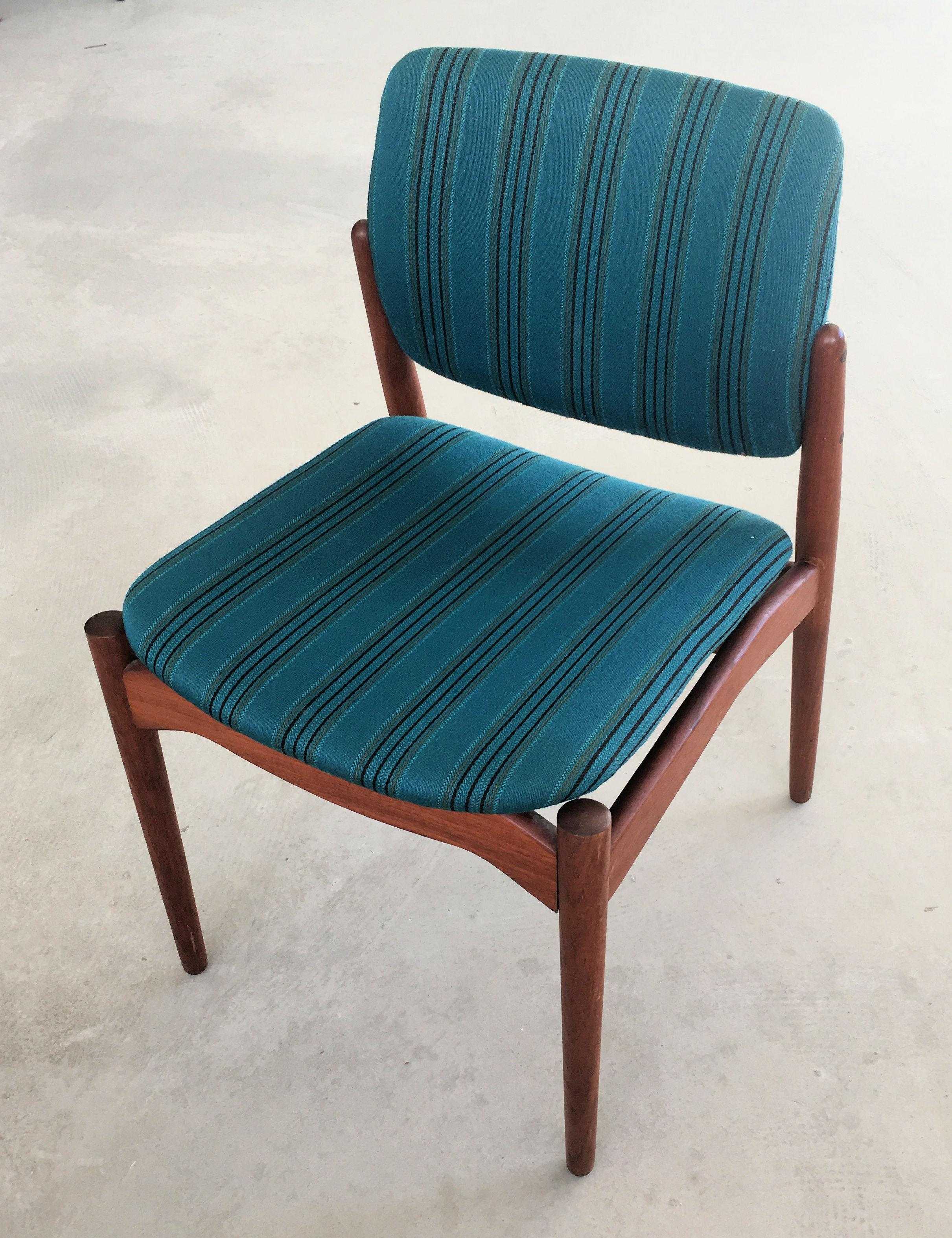 Danish 1960s Erik Buch Set of Four Teak Captain Dining Chairs, Included Reupholstery