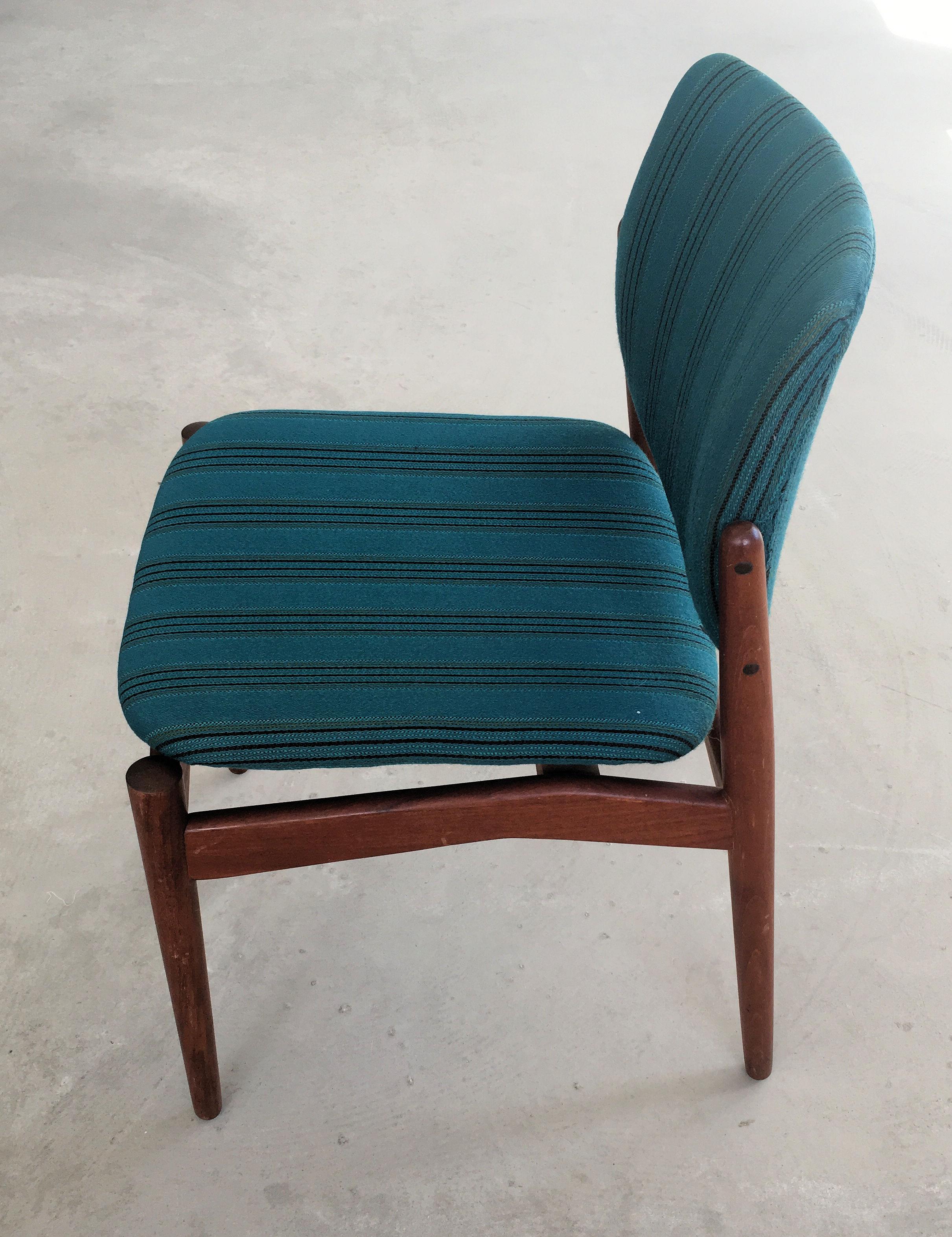 Travail du bois 1960s Erik Buch Set of Four Teak Captain Dining Chairs, Included Reupholstery