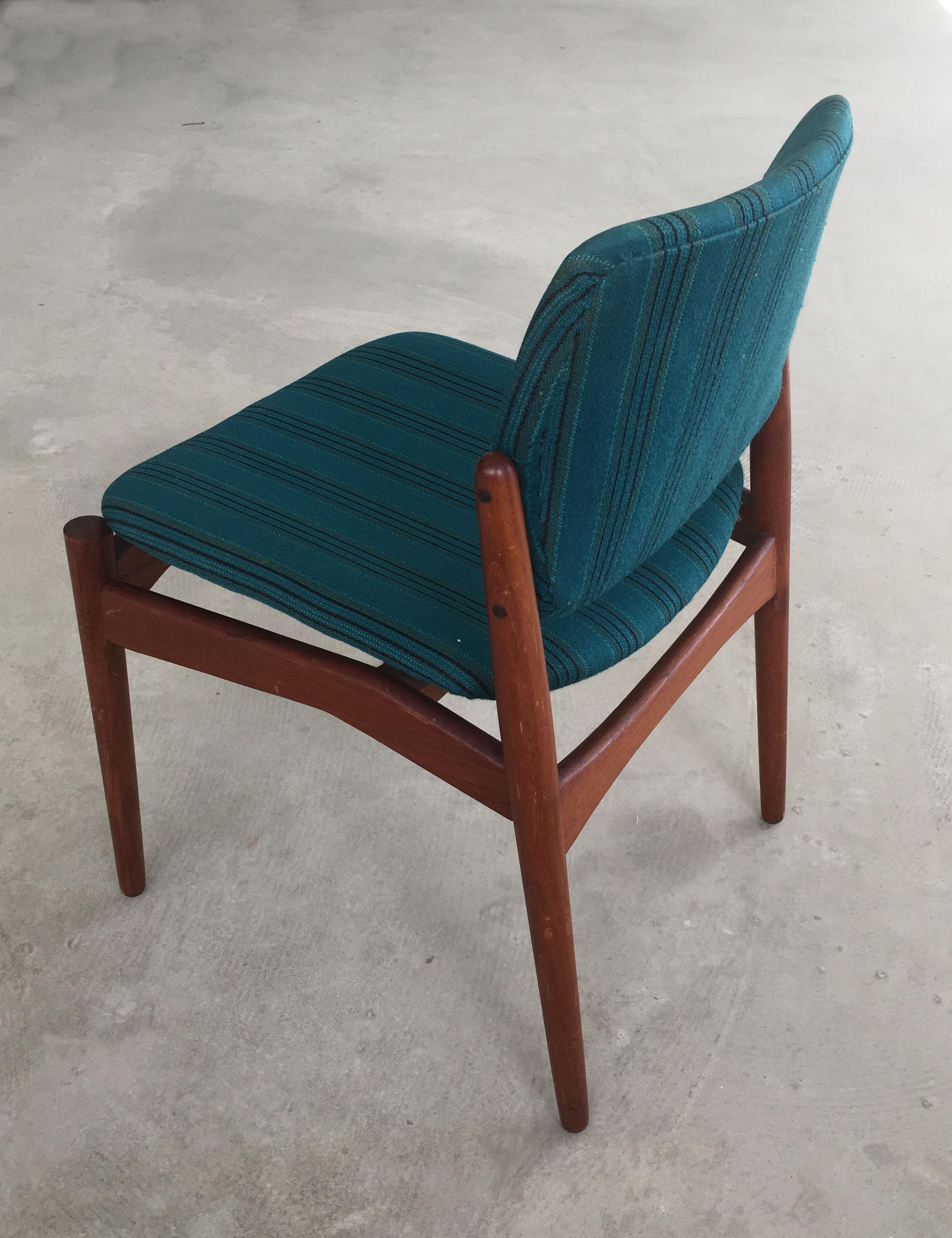 1960s Erik Buch Set of Four Teak Captain Dining Chairs, Included Reupholstery In Good Condition In Knebel, DK