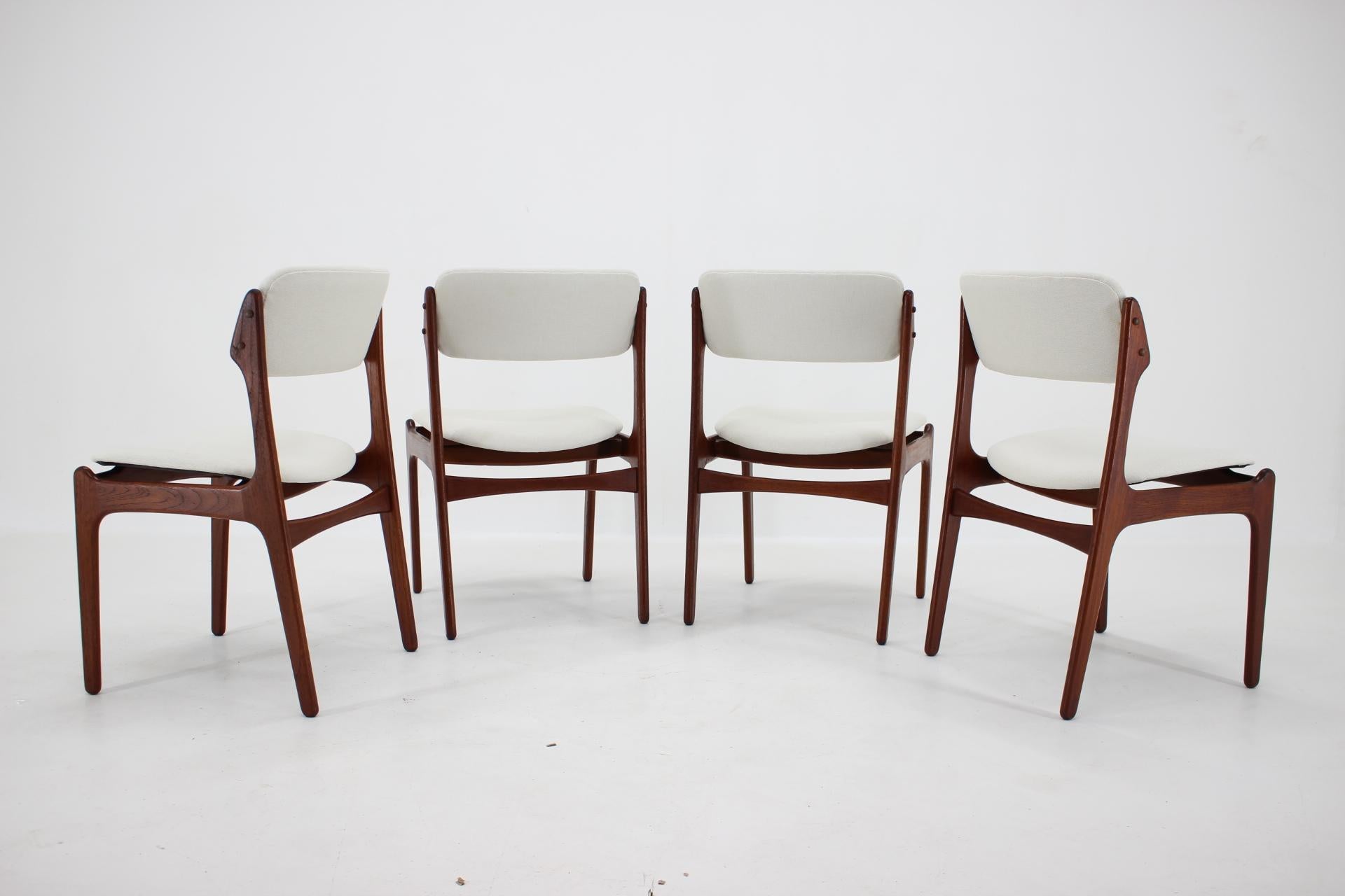 Mid-Century Modern 1960s Erik Buch Set of Four Teak Dining Chairs, Denmark