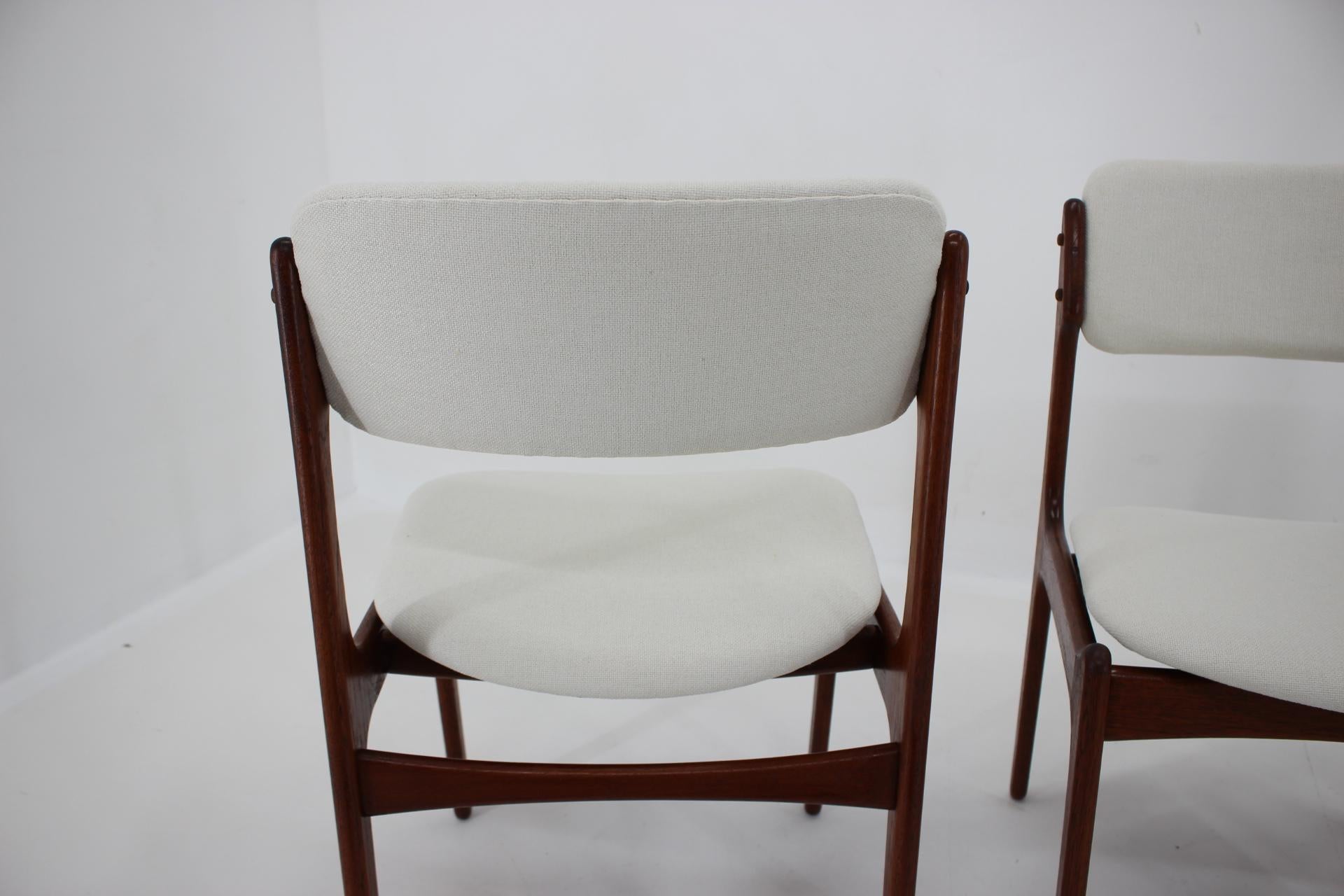 Fabric 1960s Erik Buch Set of Four Teak Dining Chairs, Denmark