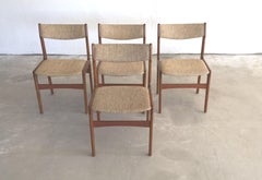 1960s Erik Buch Set of Four Teak Dining Chairs Inc. Custom Reupholstery