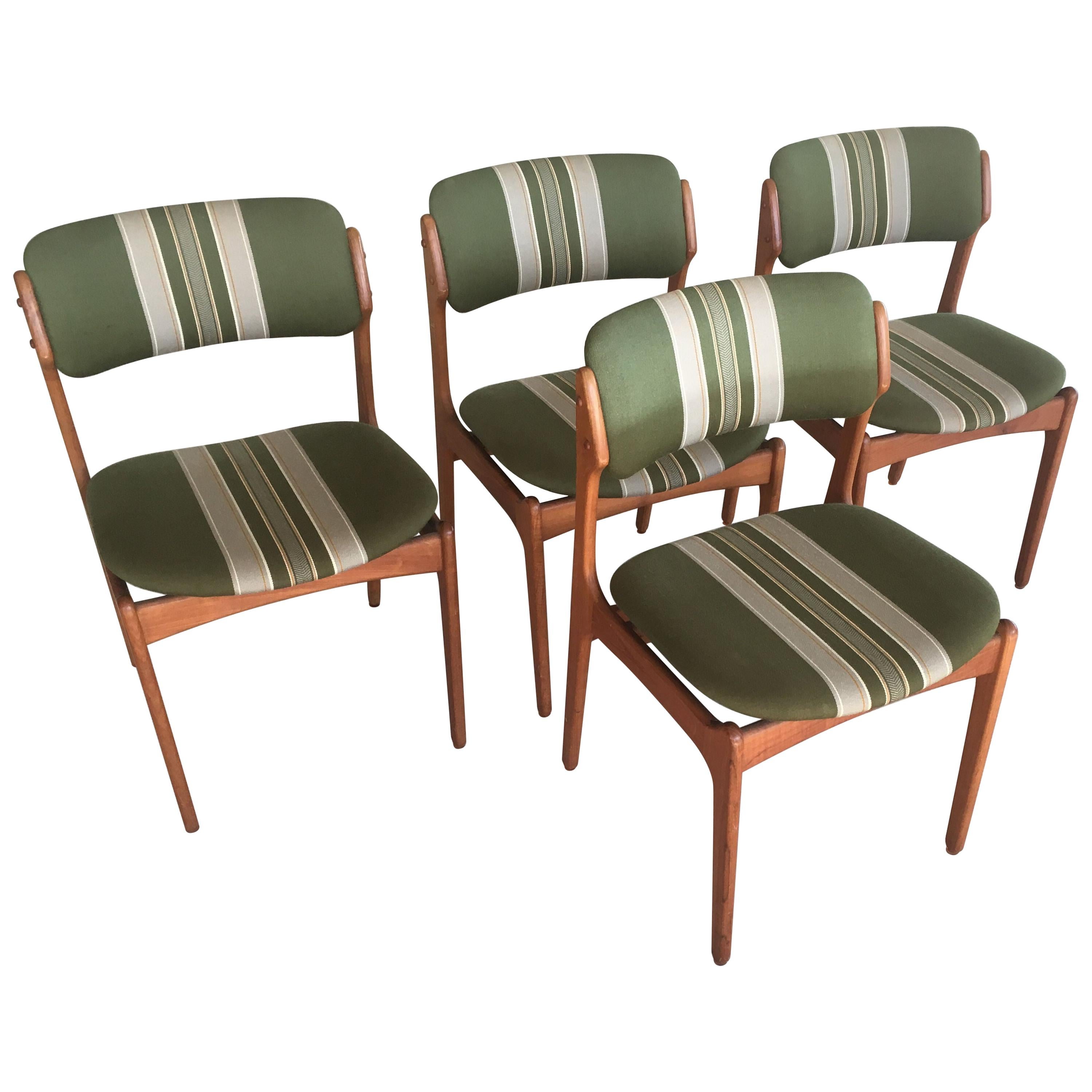 1960s Erik Buch Set of Four Teak Dining Chairs, Inc. Reupholstery