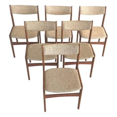 1960s Erik Buch Set of Six Danish Teak Dining Chairs Inc. Reupholstery