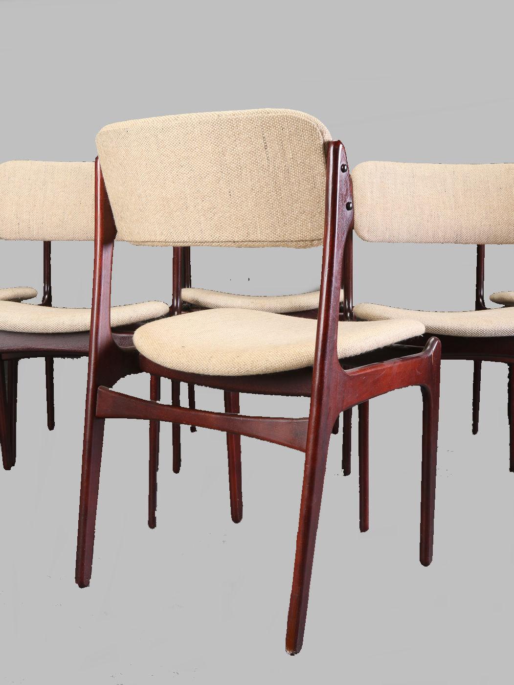 Woodwork Erik Buch Set of Six Refinished Dining Chairs in Tanned Oak, Inc. Reupholstery For Sale