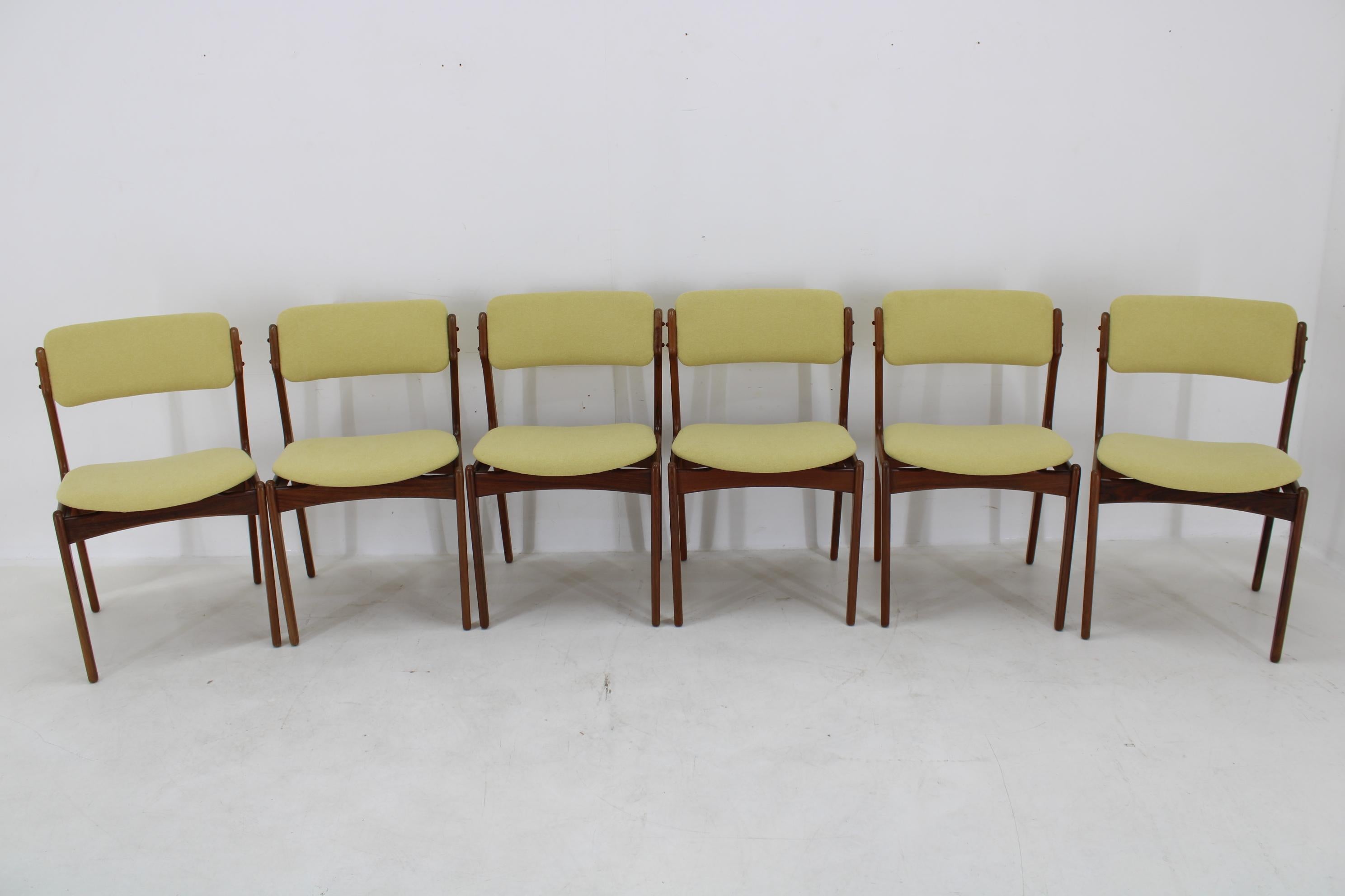 Danois 1960s Erik Buch Set of Six Restored Teak Dining Chairs, Denmark en vente