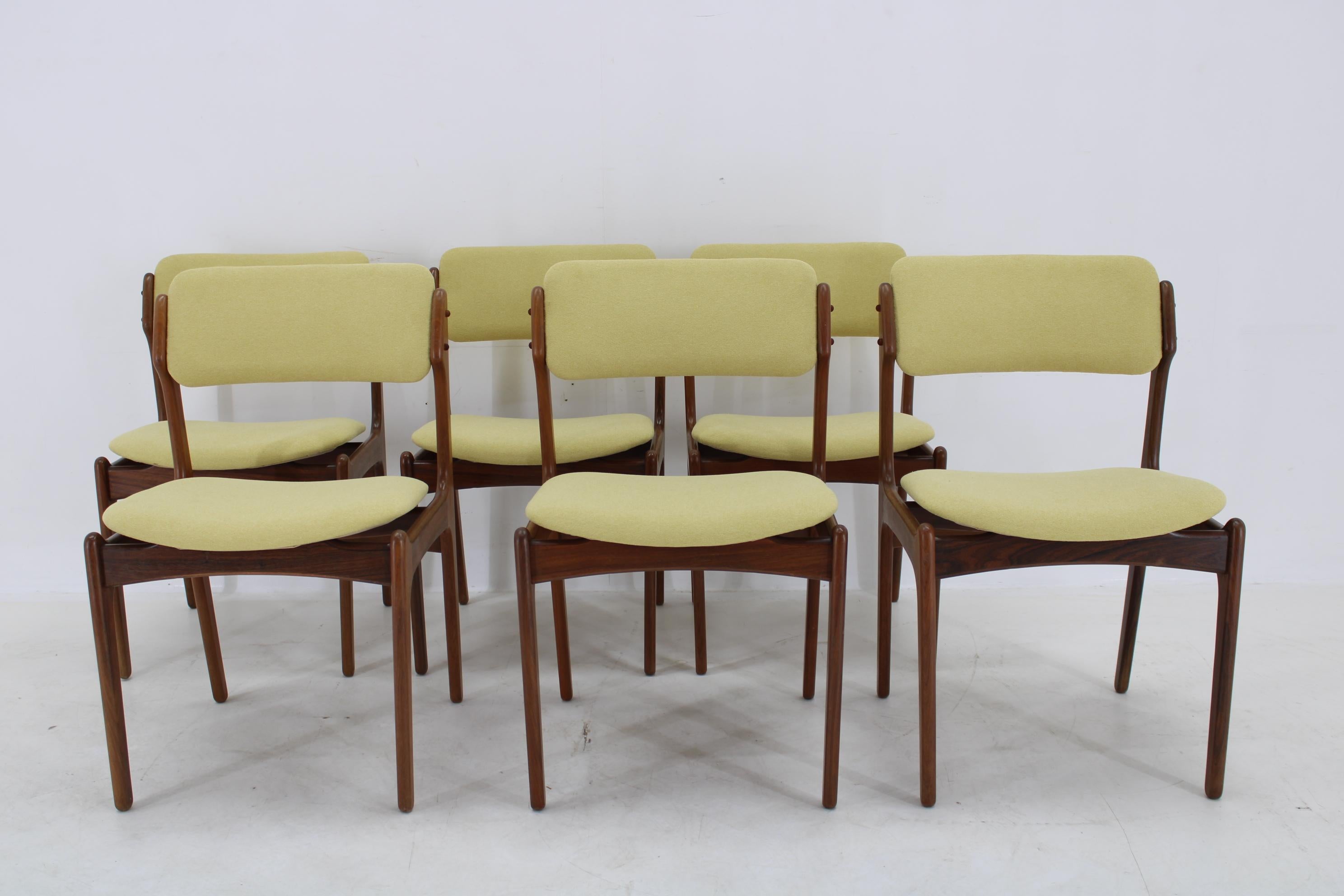 1960s Erik Buch Set of Six Restored Teak Dining Chairs, Denmark Bon état - En vente à Praha, CZ
