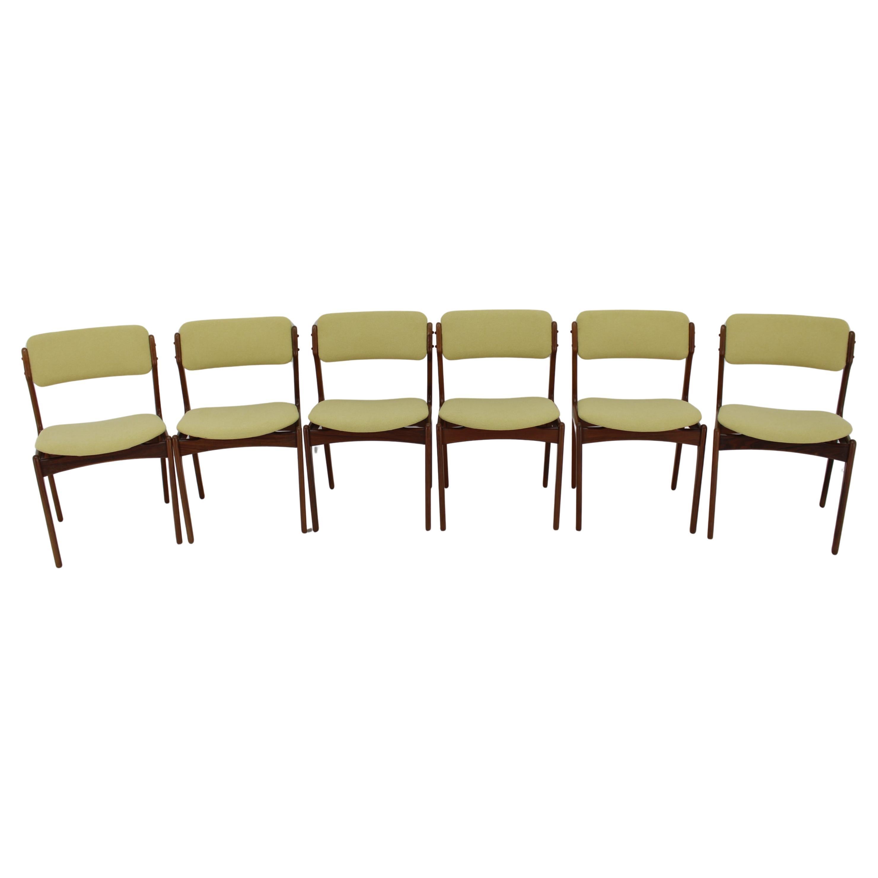 1960s Erik Buch Set of Six Restored Teak Dining Chairs, Denmark