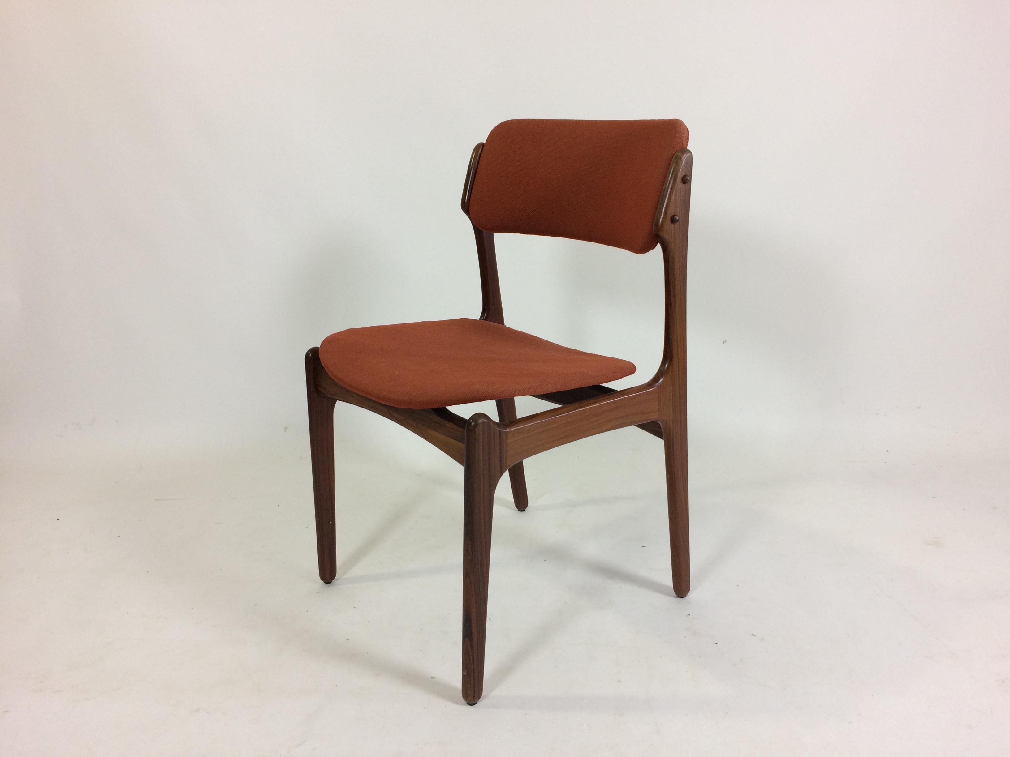 Scandinavian Modern 1960s Erik Buch Set of Six Rosewood Dining Chairs by Oddense Maskinsnedkeri For Sale