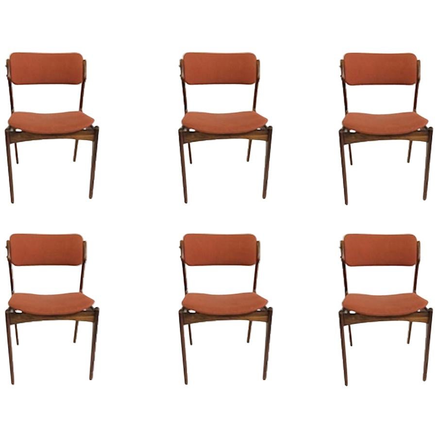 1960s Erik Buch Set of Six Rosewood Dining Chairs by Oddense Maskinsnedkeri