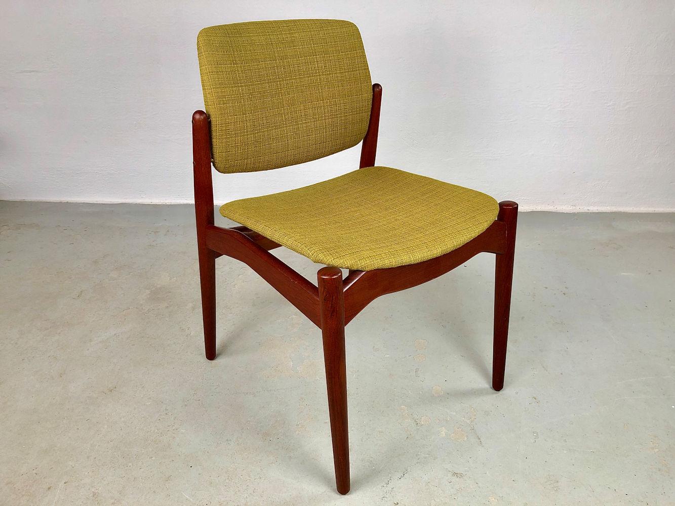 1960s Erik Buch Six Restored Teak Dining Chairs Custom Reupholstery Included 4