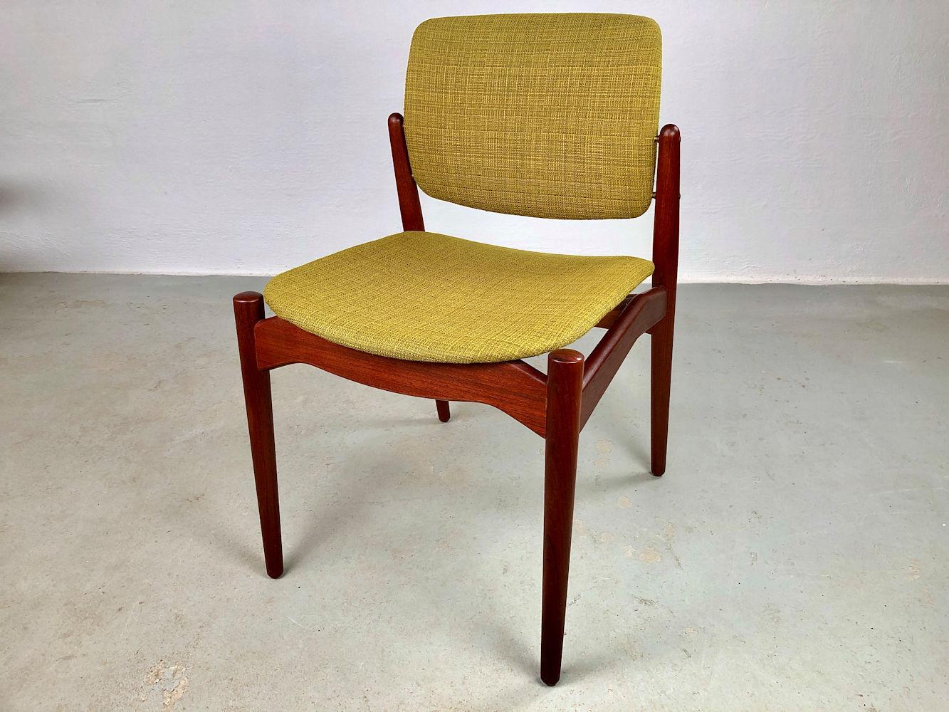 Scandinavian Modern 1960s Erik Buch Six Restored Teak Dining Chairs Custom Reupholstery Included