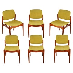 1960s Erik Buch Six Restored Teak Dining Chairs Custom Reupholstery Included
