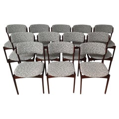 1960s Erik Buch Twelve Restored Rosewood Dining Chairs Reupholstery Included