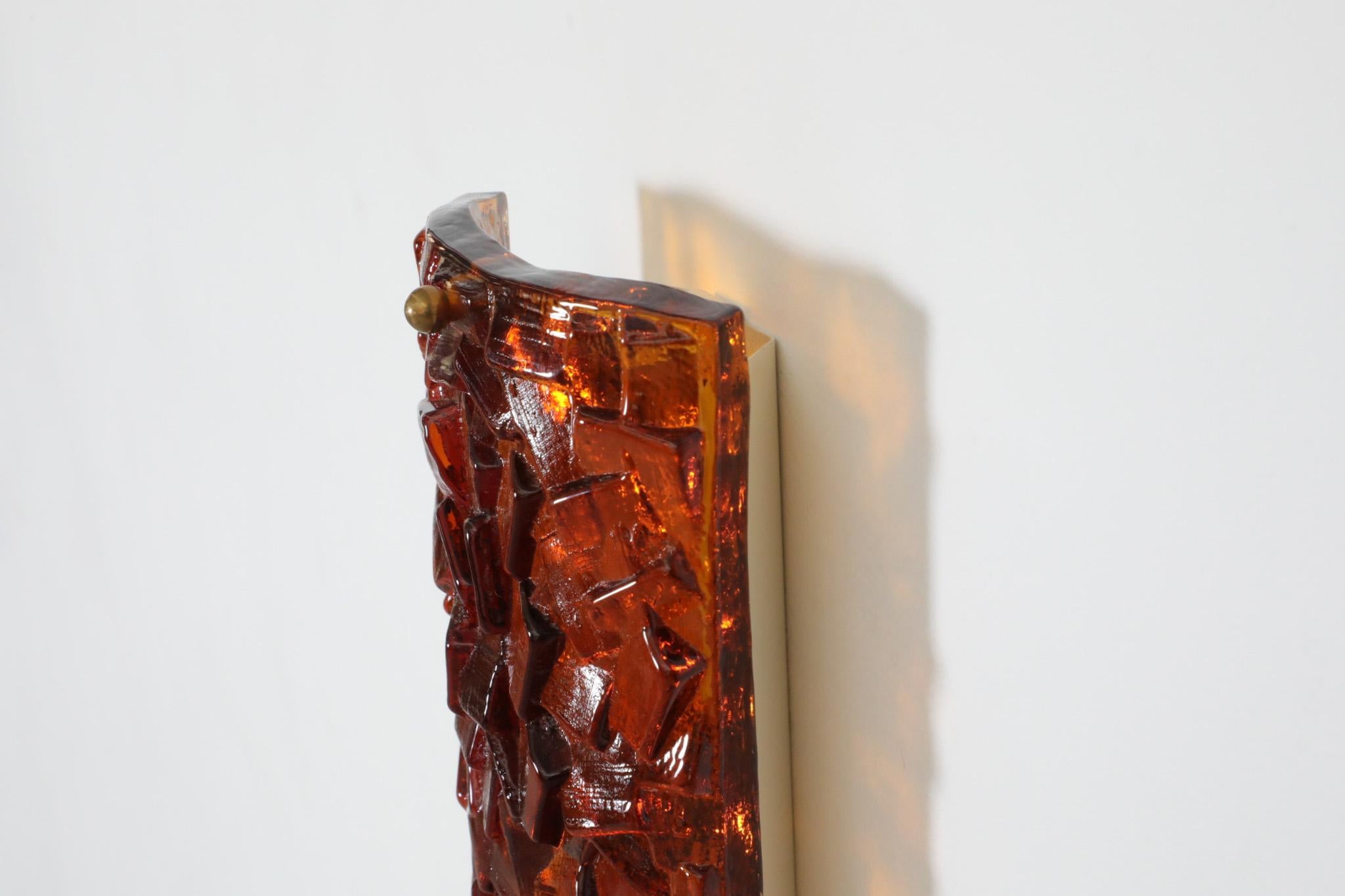 1960s, Erik Höglund Inspired, Molded Orange Glass Sconce by Vitrika 2