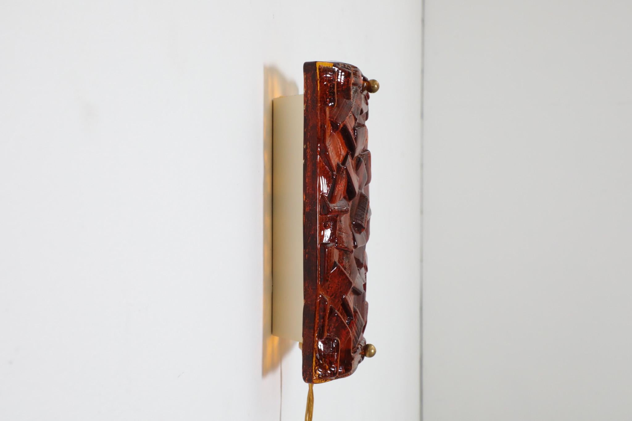 1960s, Erik Höglund Inspired, Molded Orange Glass Sconce by Vitrika 5