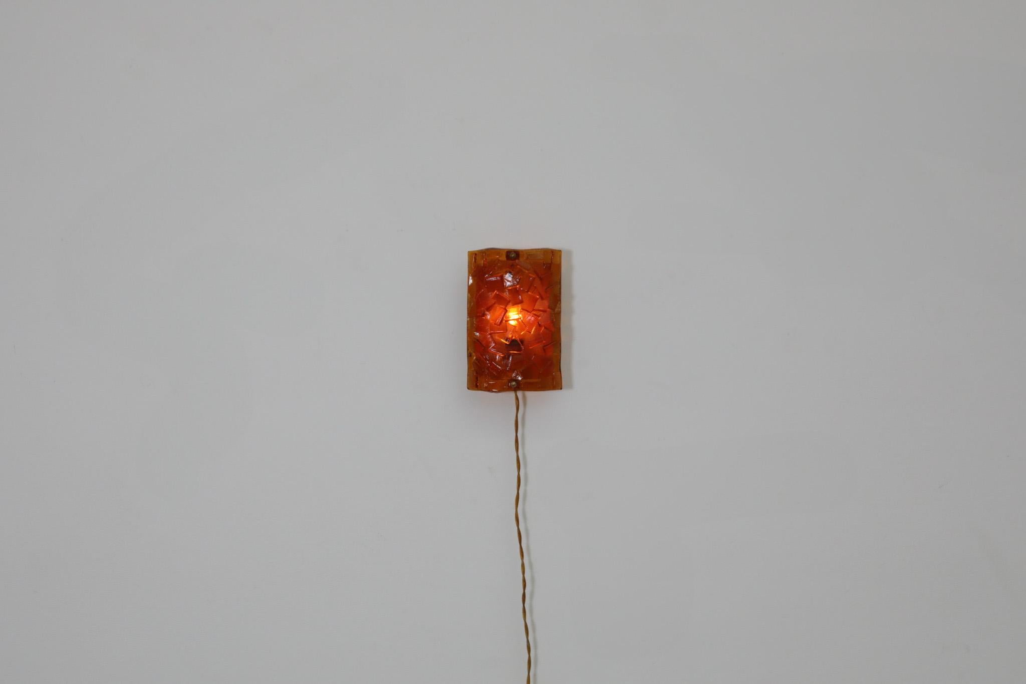 Mid-Century Modern 1960s, Erik Höglund Inspired, Molded Orange Glass Sconce by Vitrika