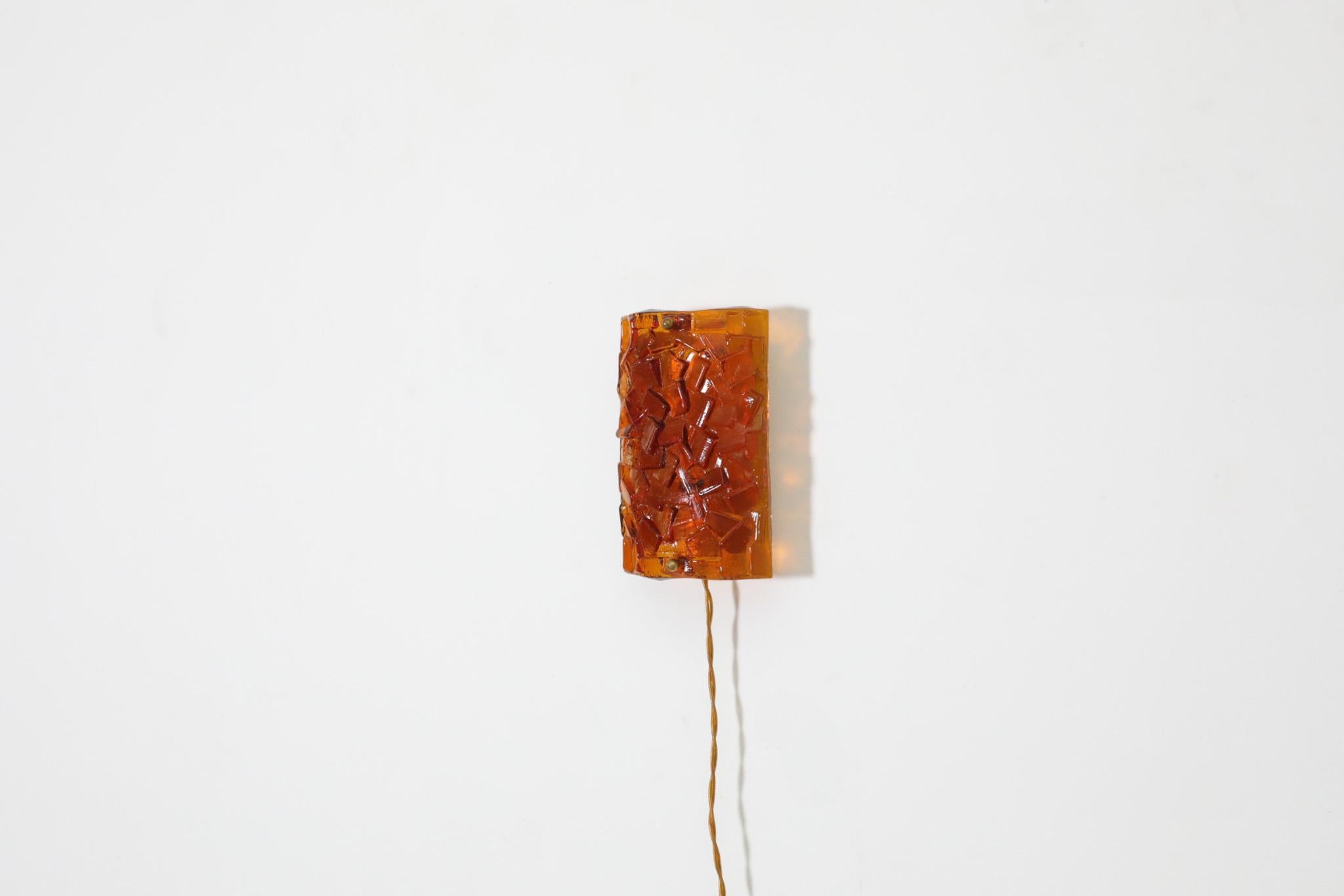 Enameled 1960s, Erik Höglund Inspired, Molded Orange Glass Sconce by Vitrika
