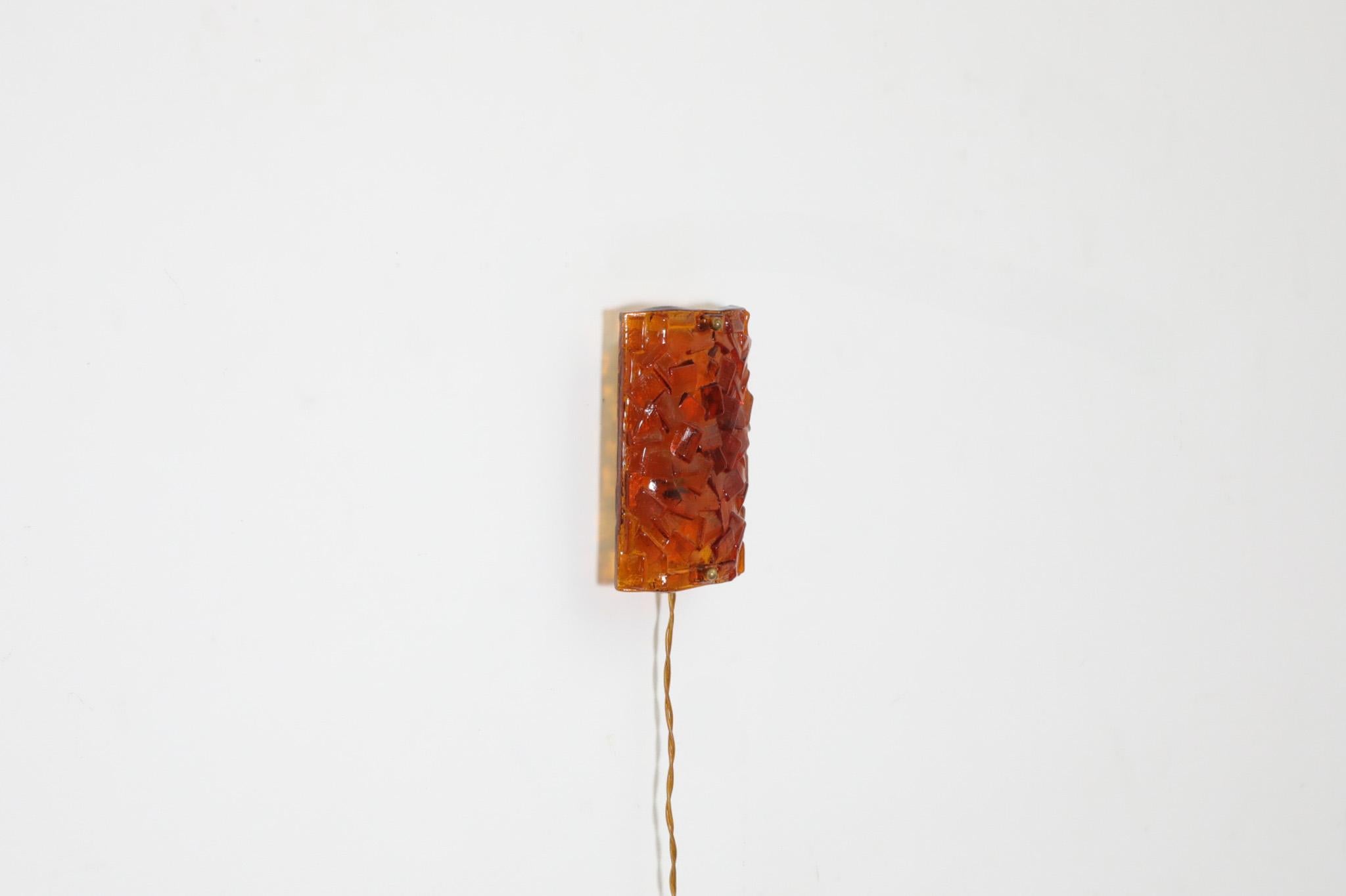 1960s, Erik Höglund Inspired, Molded Orange Glass Sconce by Vitrika In Good Condition In Los Angeles, CA