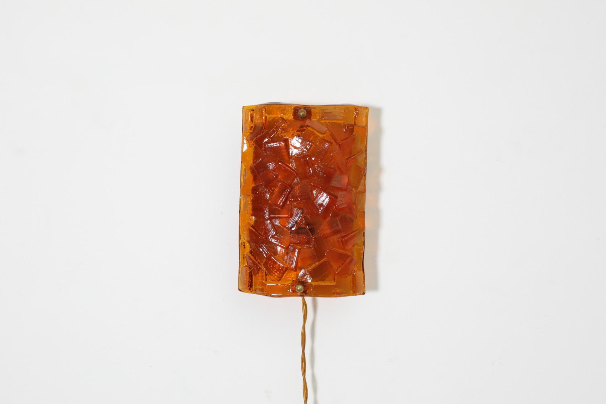 20th Century 1960s, Erik Höglund Inspired, Molded Orange Glass Sconce by Vitrika
