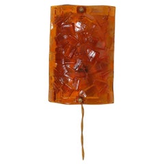 1960s, Erik Höglund Inspired, Molded Orange Glass Sconce by Vitrika