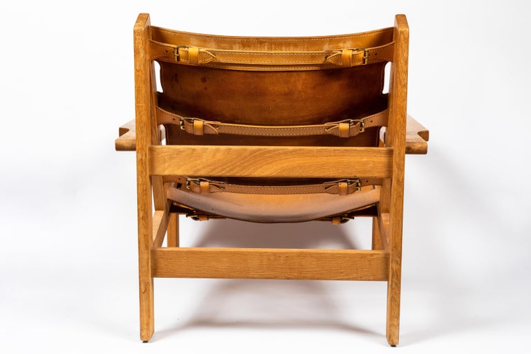 Scandinavian Modern 1960s Erling Jessen Oak and Leather Lounge Chair For Sale