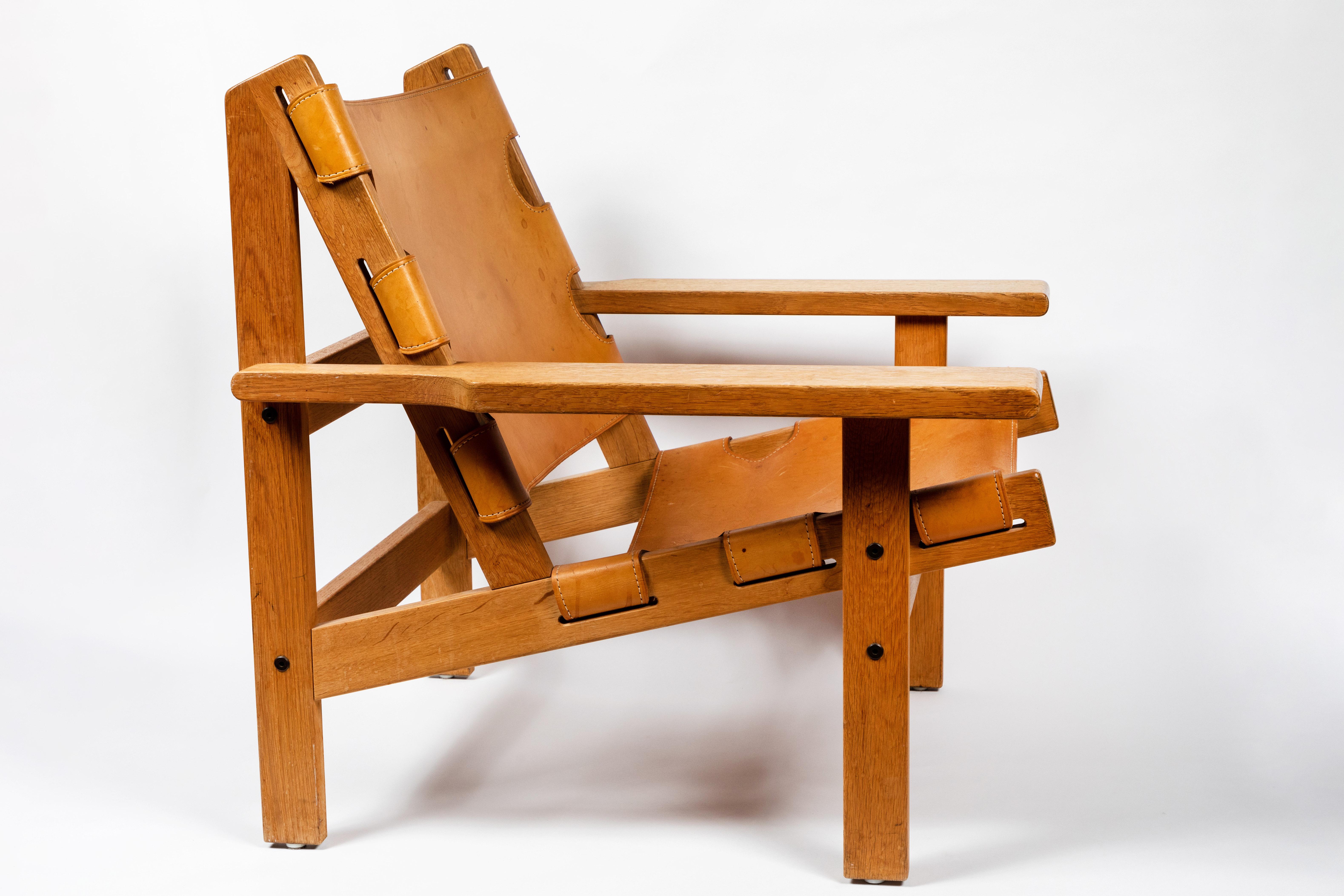 Danish 1960s Erling Jessen Oak and Leather Lounge Chair