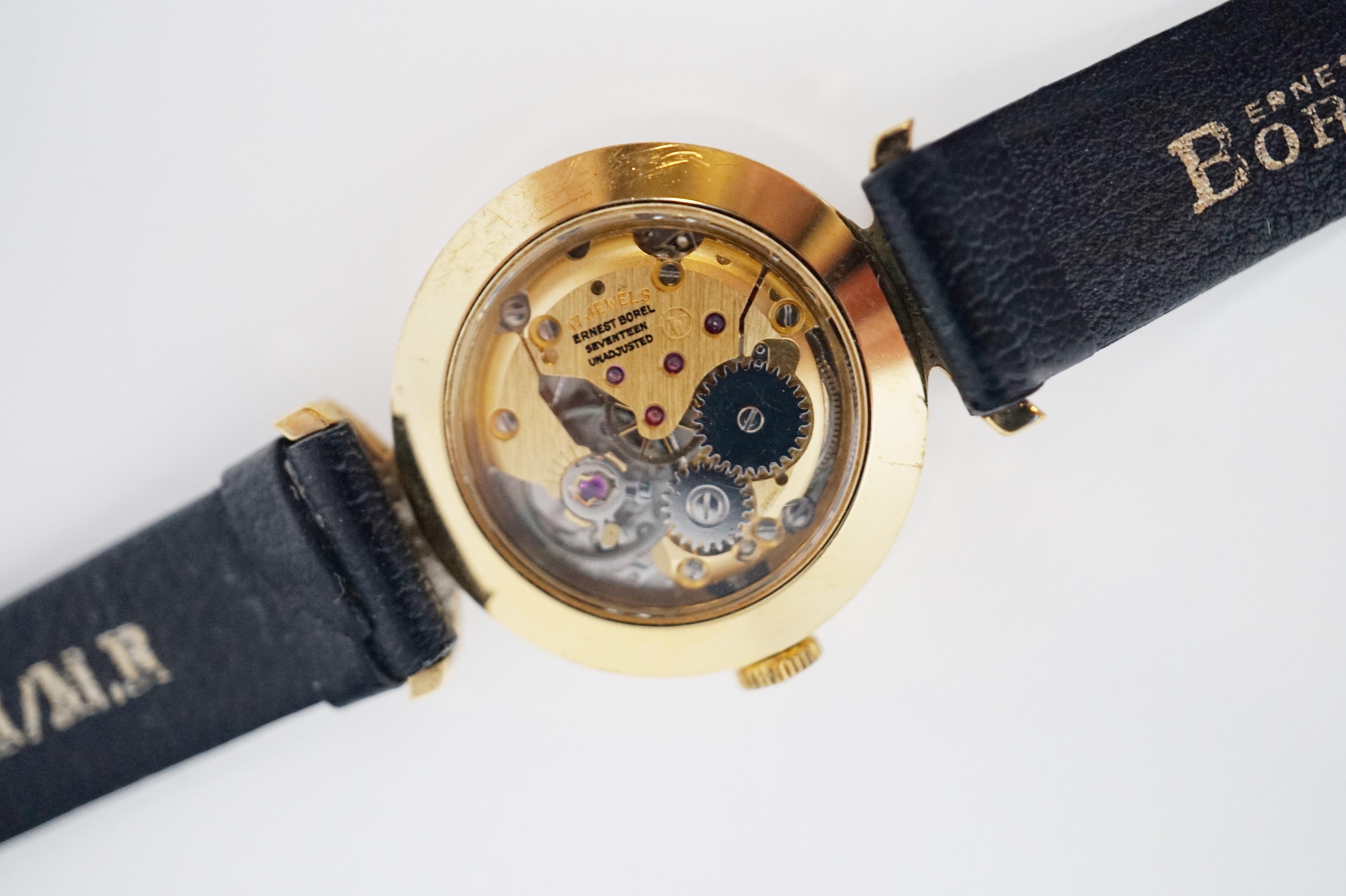 Women's 1960s Ernest Borel Kaleidoscope Cocktail Watch with Original Black Leather Strap
