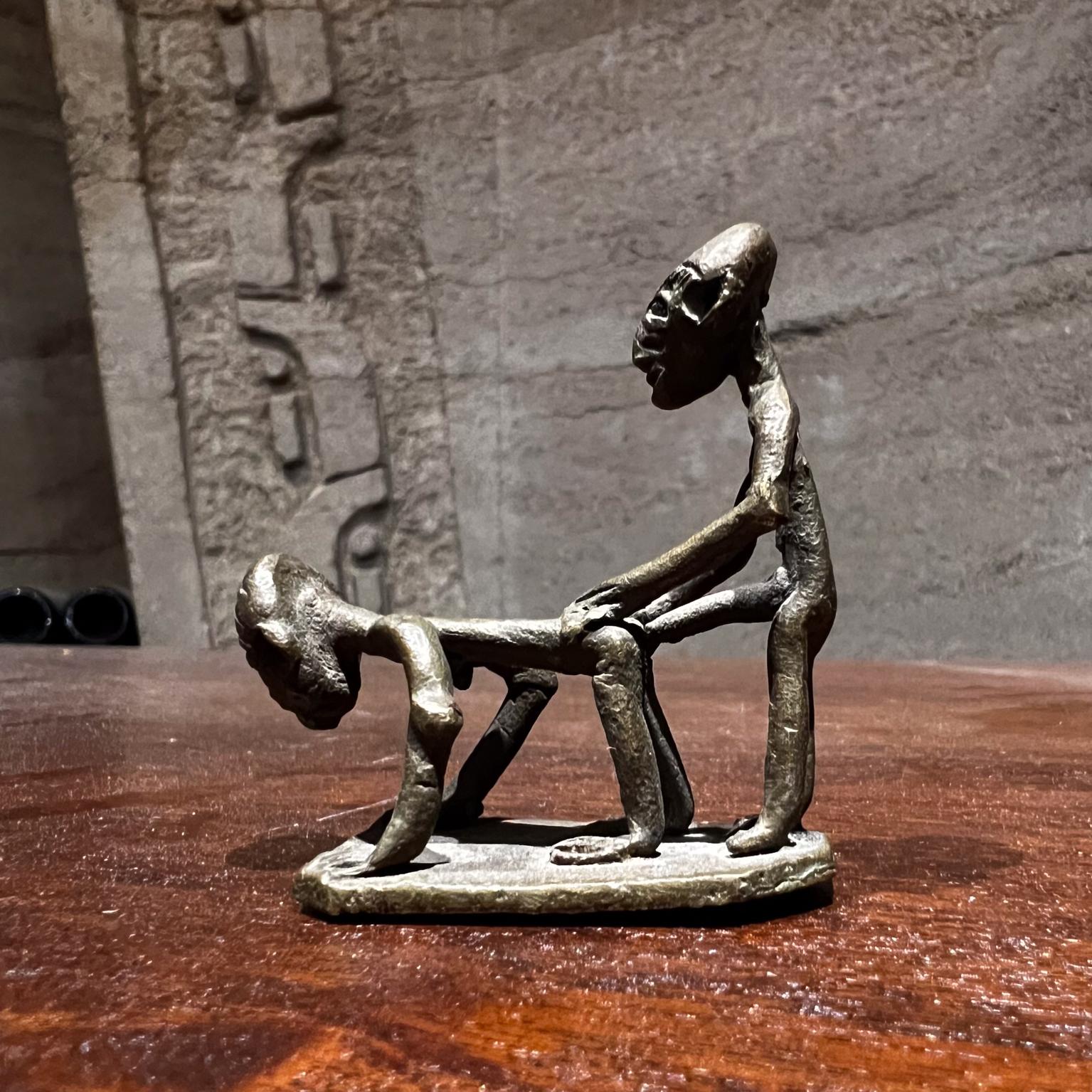 Couple Art Erotic Theme small Sculpture in Bronze
Unmarked. 
1.25 tall x 2 D x 1 W.
Original vintage condition.
Refer to images.